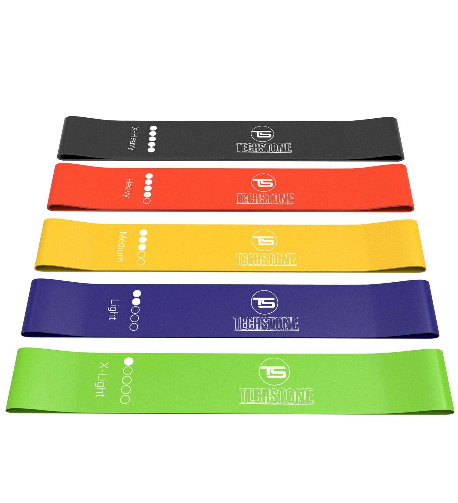 TechStone Resistance Bands Set - Pack of 5 Elastic Bands for Home Gym Workout - Great Fitness Equipment for Men and Women - Yoga Training - Free Carrying Bag - Buy Online on GoSupps.com