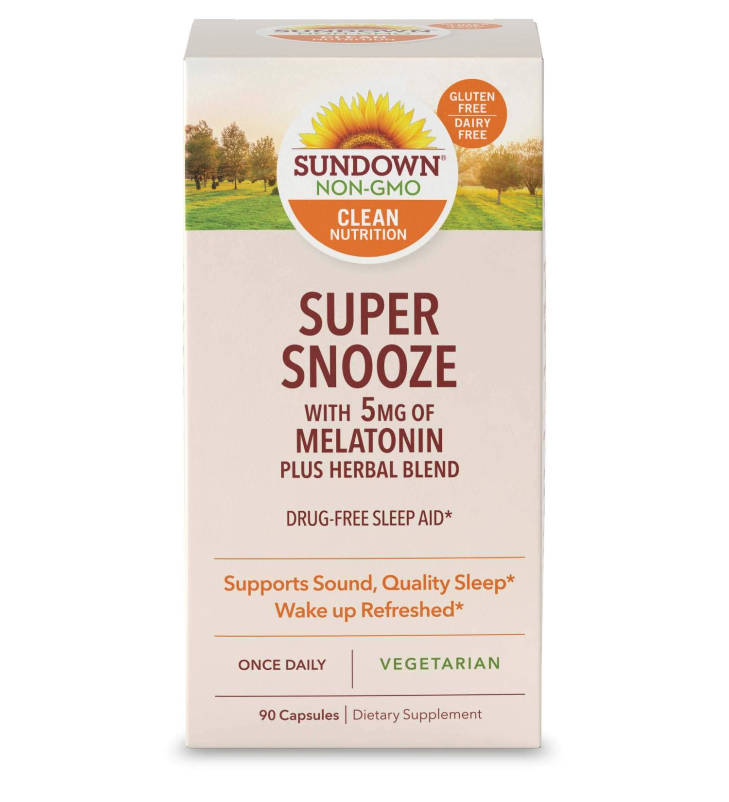 Sundown Naturals Super Snooze Melatonin - 90 Capsules for Restful Sleep - Buy Online on GoSupps.com