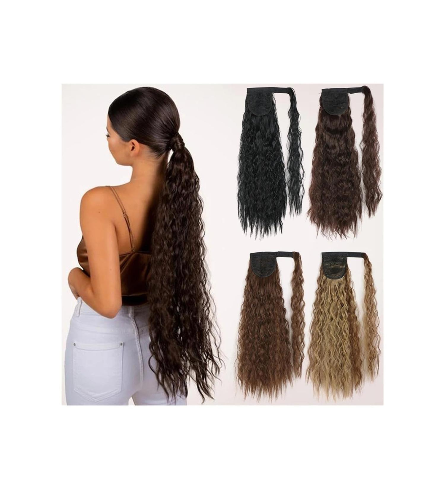 Ponytail Extensions Long Wavy Curly Ponytail Extension 22 Inch Corn Wave Wrap Around Pony Tail Clip in Natural Soft Synthetic Ponytail Hairpiece for Women Daily Use for Women (Color : 613 Size : 55 55CM 613 - Buy Online on GoSupps.com