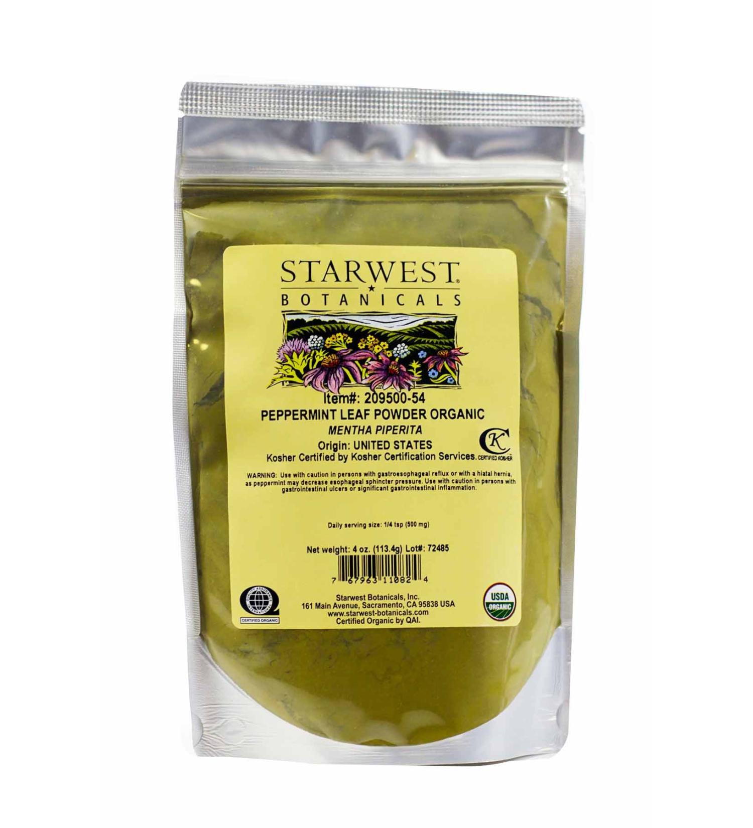 Peppermint Leaf Powder Organic - 4 Oz,(Starwest Botanicals)