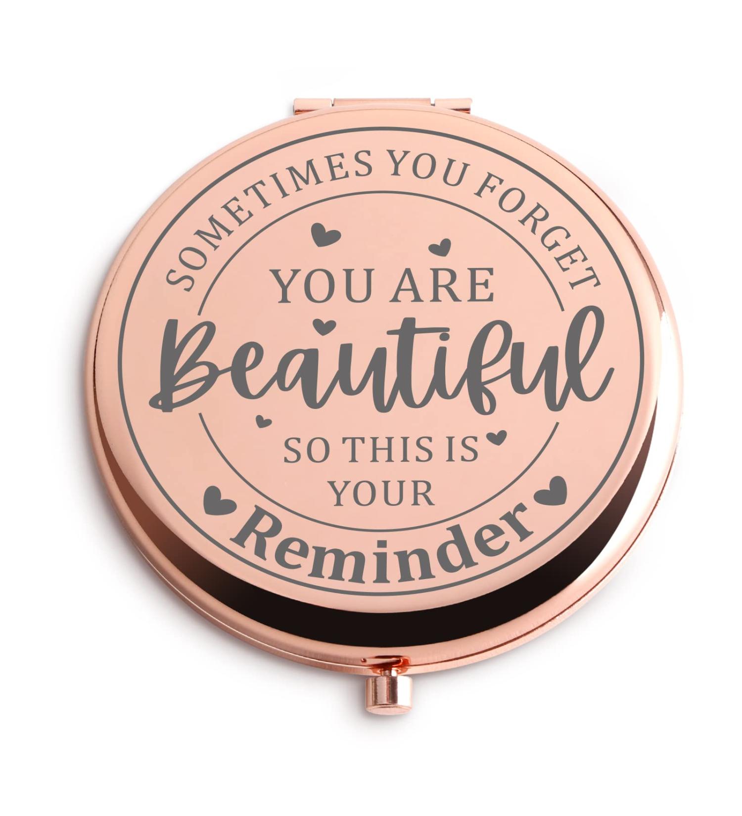 Rose Gold Travel Compact Mirror: Birthday & Inspirational Gifts for Women - Perfect for Christmas, Mother's Day, Graduation, Valentine's Day - Ideal for Mom, Sister, Daughter, Bestie - Buy Online on GoSupps.com
