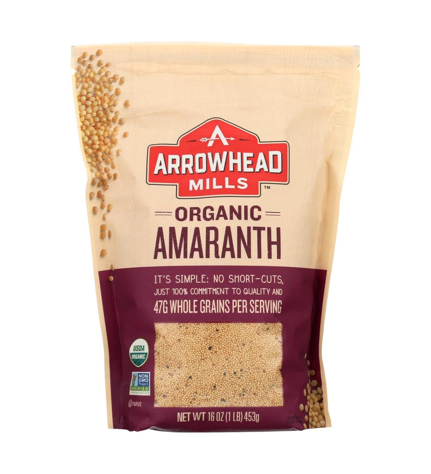 Arrowhead Mills Organic Whole Grain Amaranth - 1 lb Pack of 6 | Healthy Gluten-Free Superfood - Buy Online on GoSupps.com