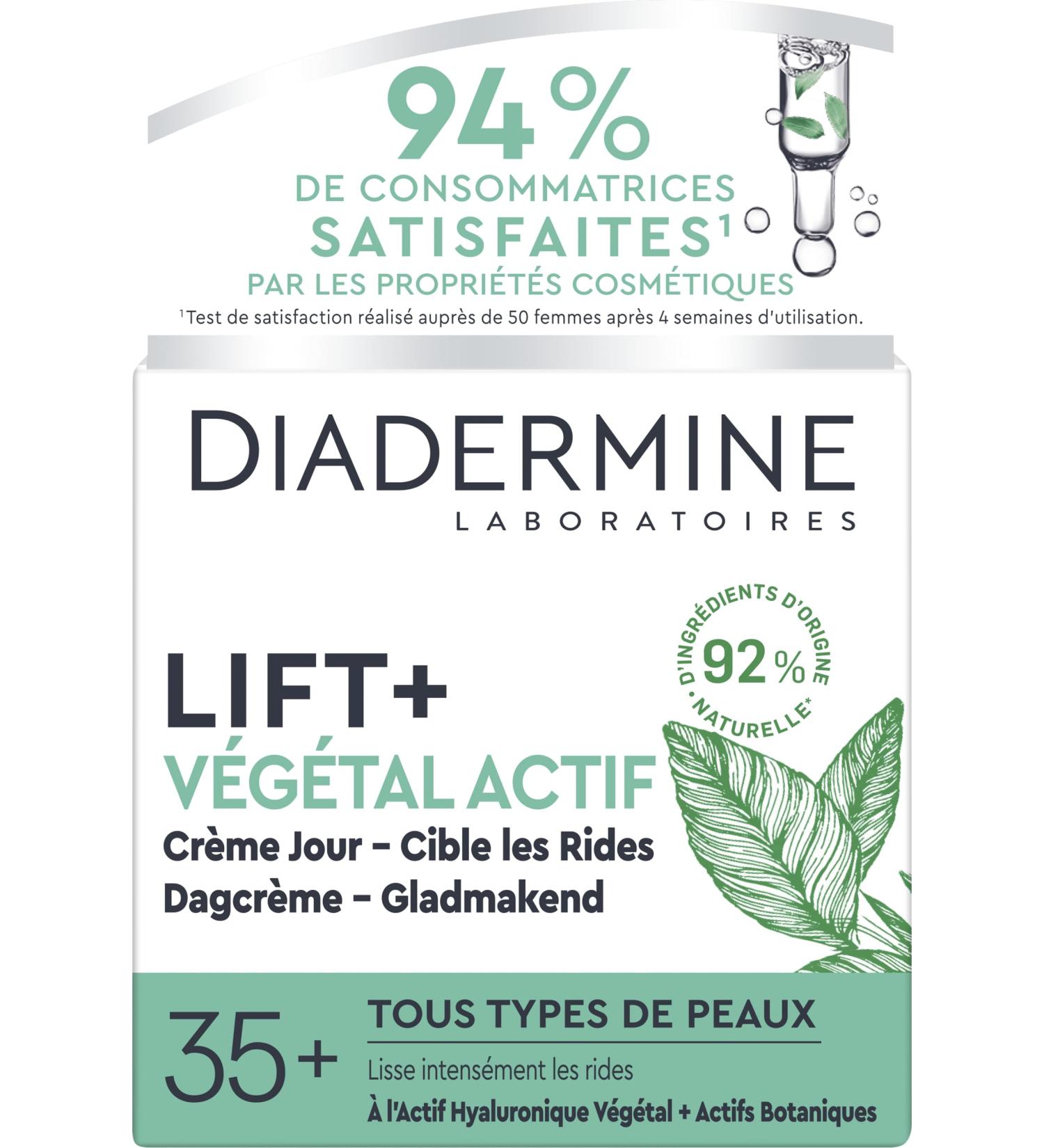 Diadermine - Lift+ Végétal Actif - Day Face Cream - Anti-Wrinkle Firming Treatment - Plant Hyaluronic Acid and Botanical Active Ingredients - Intensely Regenerates and Smoothes Wrinkles - 50 ml Jar