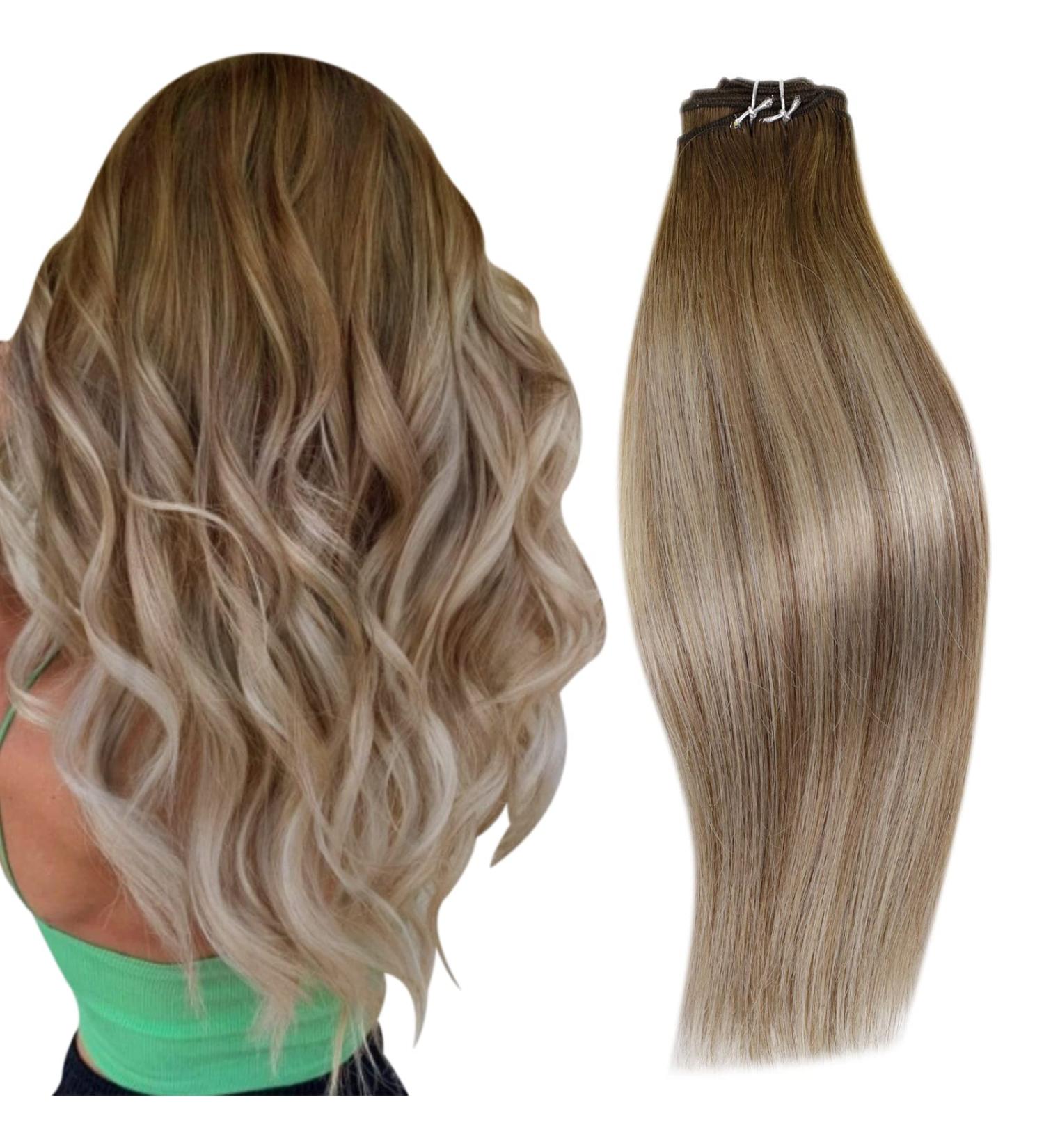 Runatur Balayage Brown Blonde Hair Extensions - 100g Real Hair 45cm Ash Brown Ombre #3/8/22 - Premium Quality International Shipping - Buy Online on GoSupps.com
