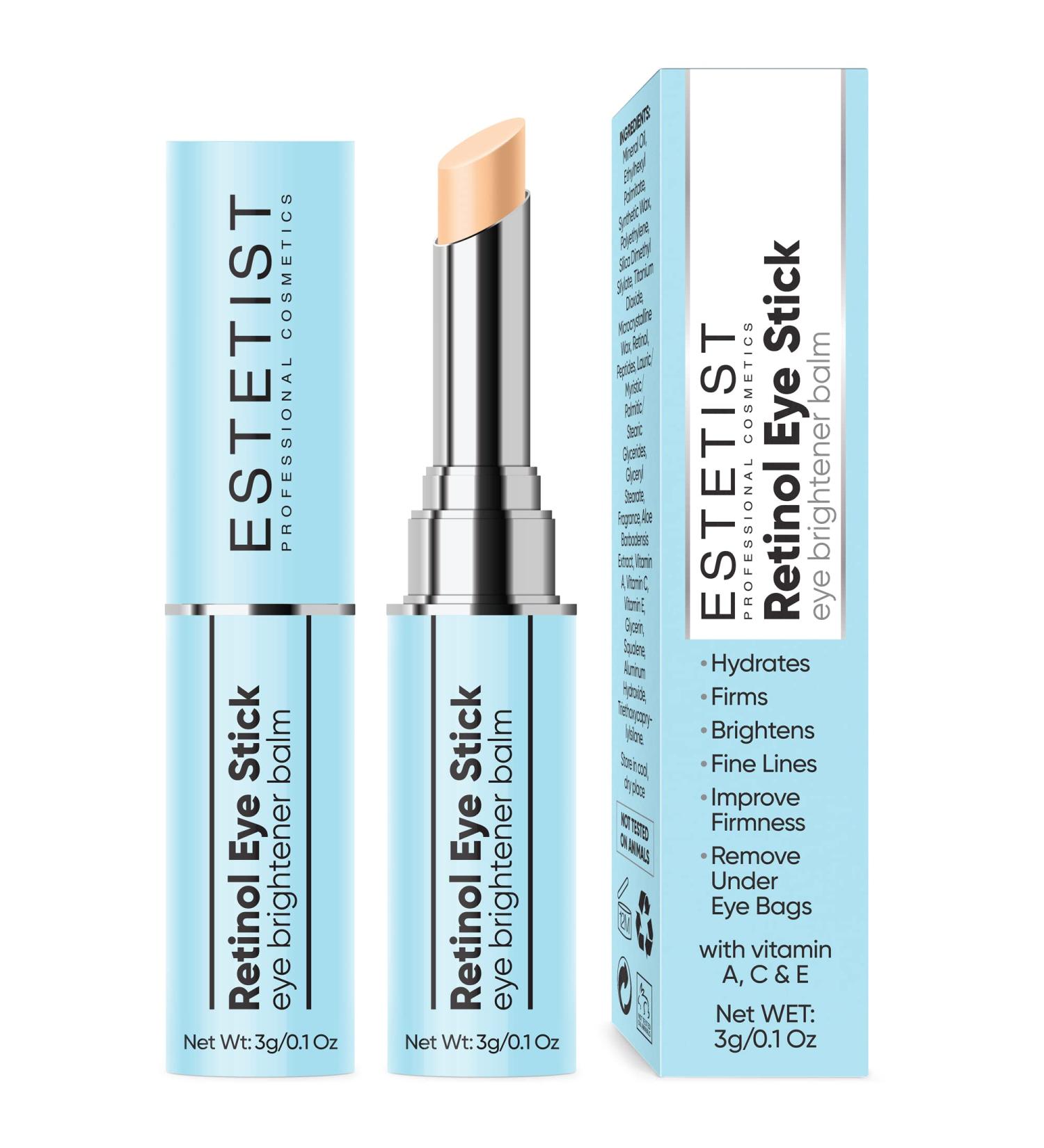 ESTETIST Retinol Eye Brightener Cream Stick - Dark Circle & Puffiness Relief | Vitamin C & E Hydrating Eye Balm for Anti-Aging - All Skin Types - Buy Online on GoSupps.com