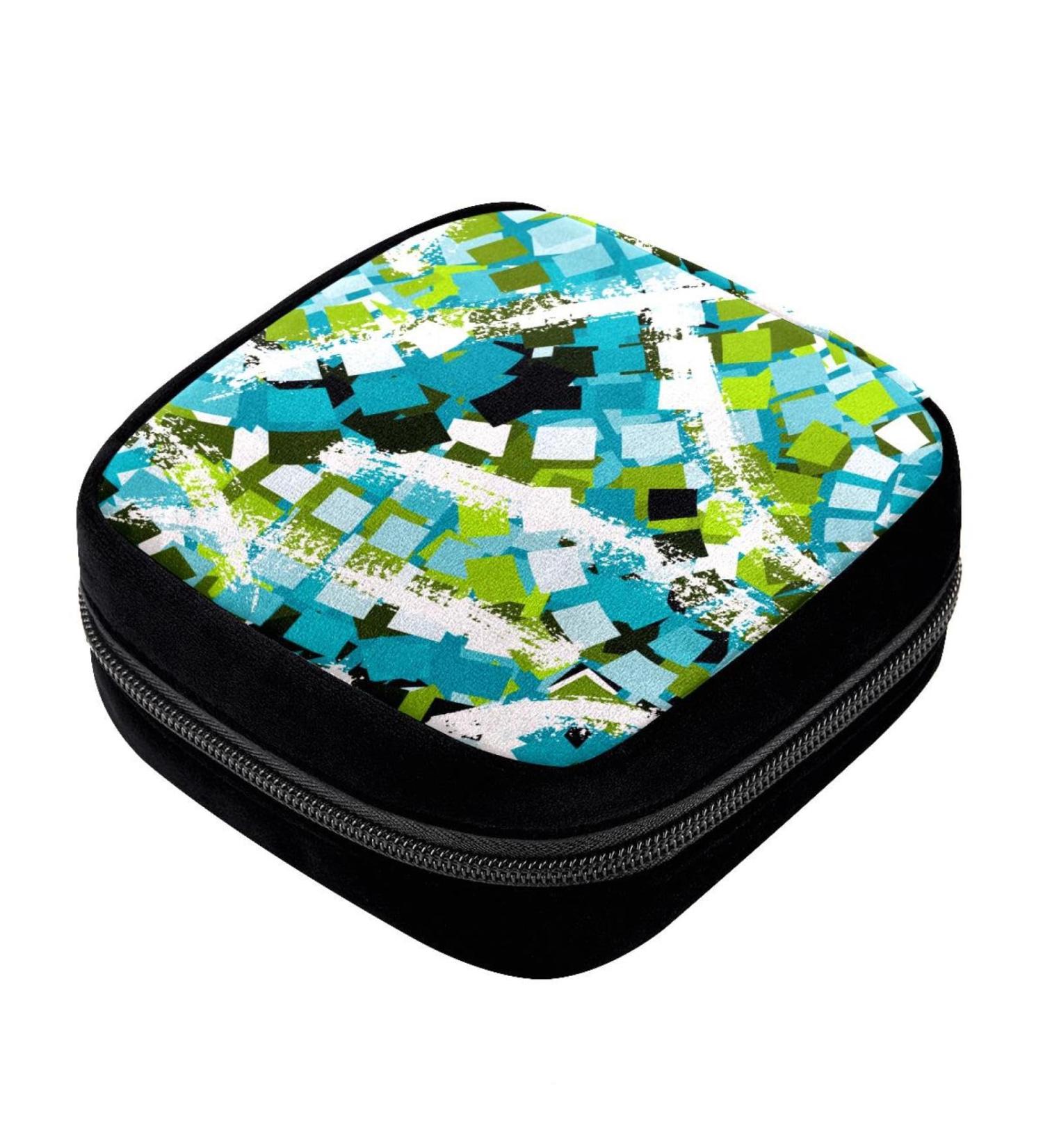 GIAPB Period Bag - Blue Plaid Art Color Print | Sanitary Napkin Storage & Makeup Pouch - Buy Online on GoSupps.com