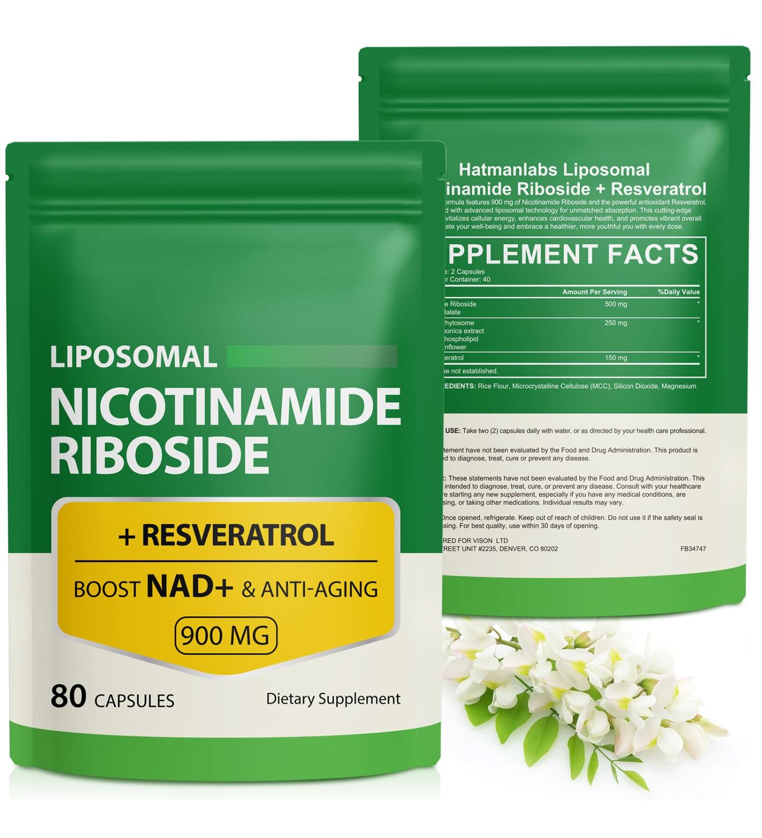 NAD Supplement with Nicotinamide Riboside - Resveratrol Liposomal Nicotinamide Riboside Quercetin - High Purity NAD Supplement for Anti-Aging Focus Energy 160 Capsules (2 Bag) - Buy Online on GoSupps.com