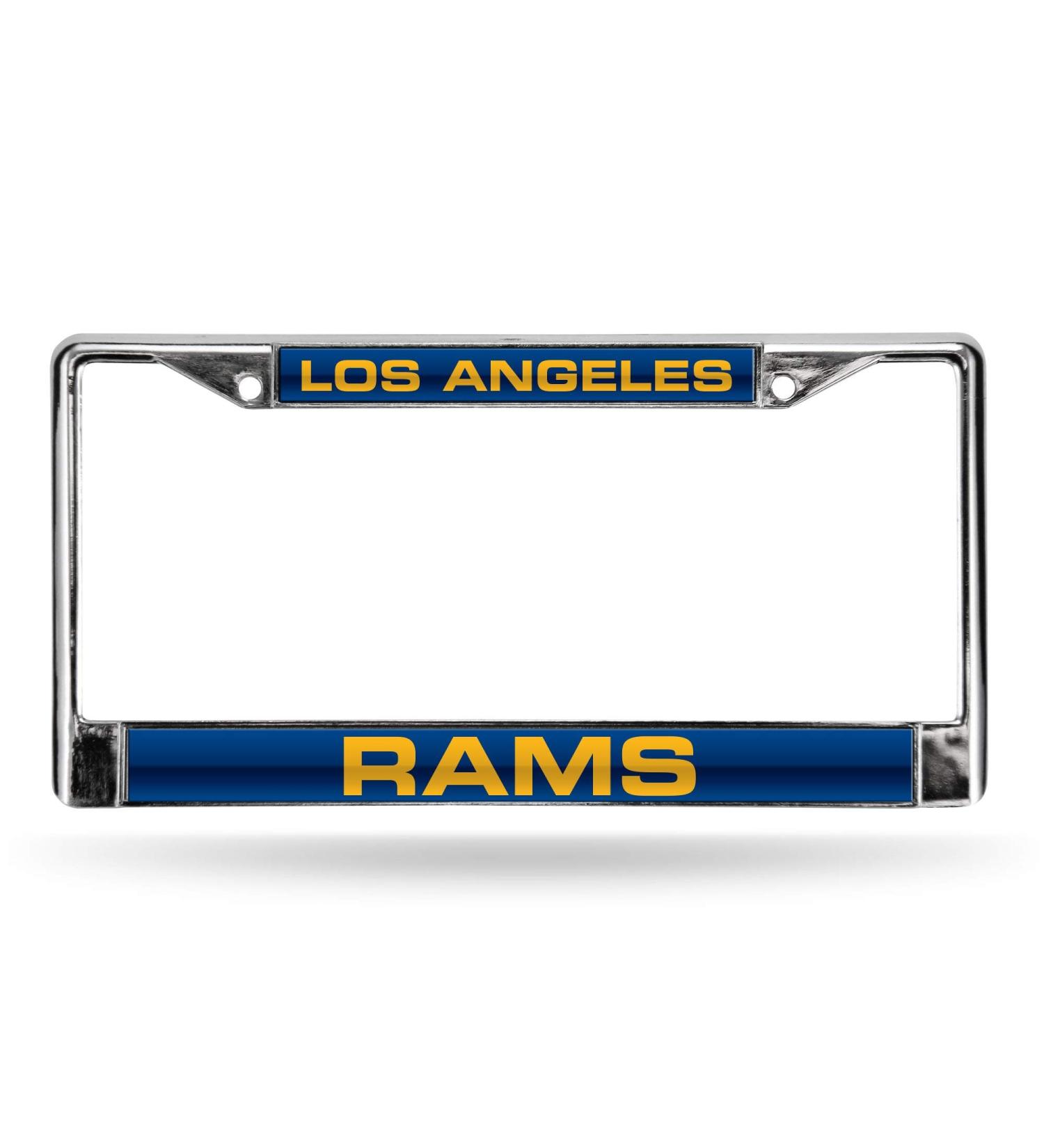 Rico Industries NFL Los Angeles Rams Alternate Chrome Laser License Frame 12" x 6" 12" x 6" Laser Cut Chrome Frame - Car/Truck/SUV Automobile Accessory