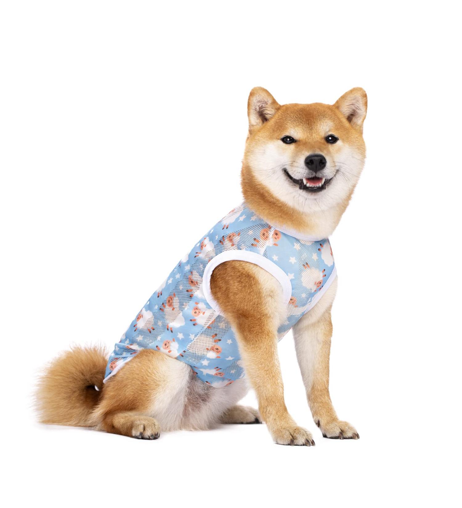 Cool Summer Pet Clothing - Breathable Dog T-Shirt & Vest for Medium & Large Dogs (6XL) - Sun Protection Outfit in Blue Sheep - Buy Online on GoSupps.com
