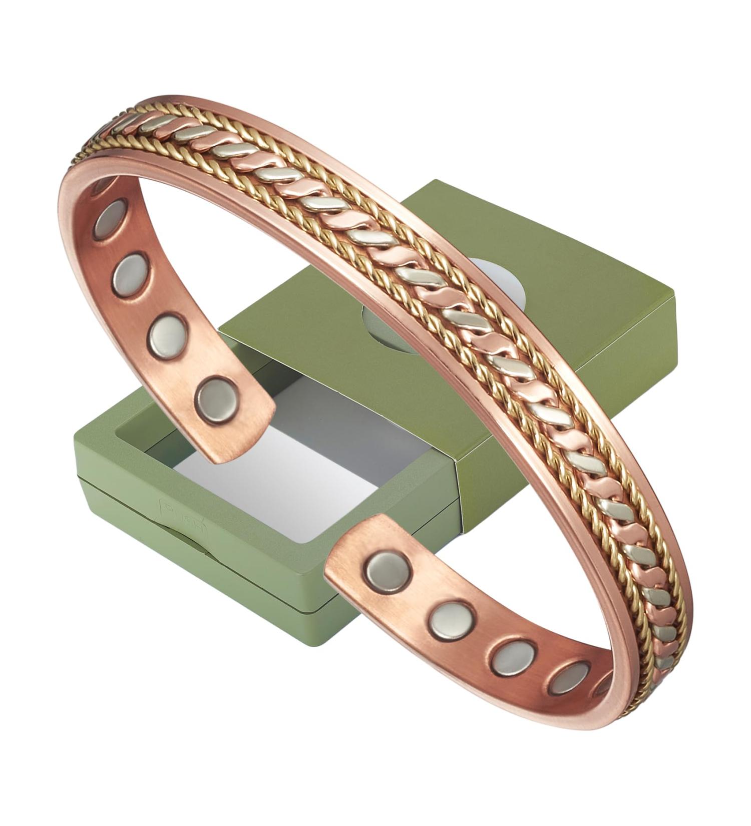 Yinox 10 Copper Magnetic Bracelets for Arthritis Relief - Adjustable & Stylish for Men & Women 3500 Gauss for Migraine Relief - Buy Online on GoSupps.com