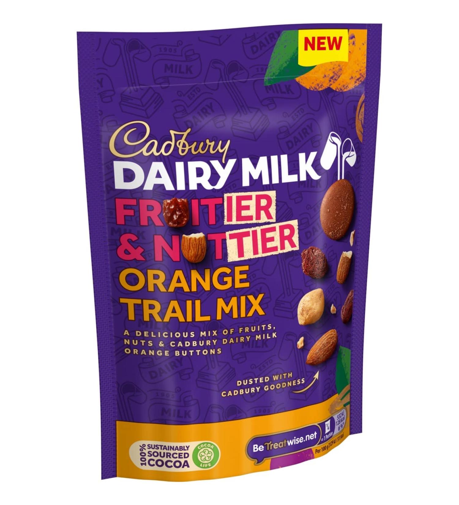 Cadbury Dairy Milk Frutier And Nuttier Orange Trail Mix 100g - Delicious Chocolate with Orange Flavored Nuts - Buy Online on GoSupps.com