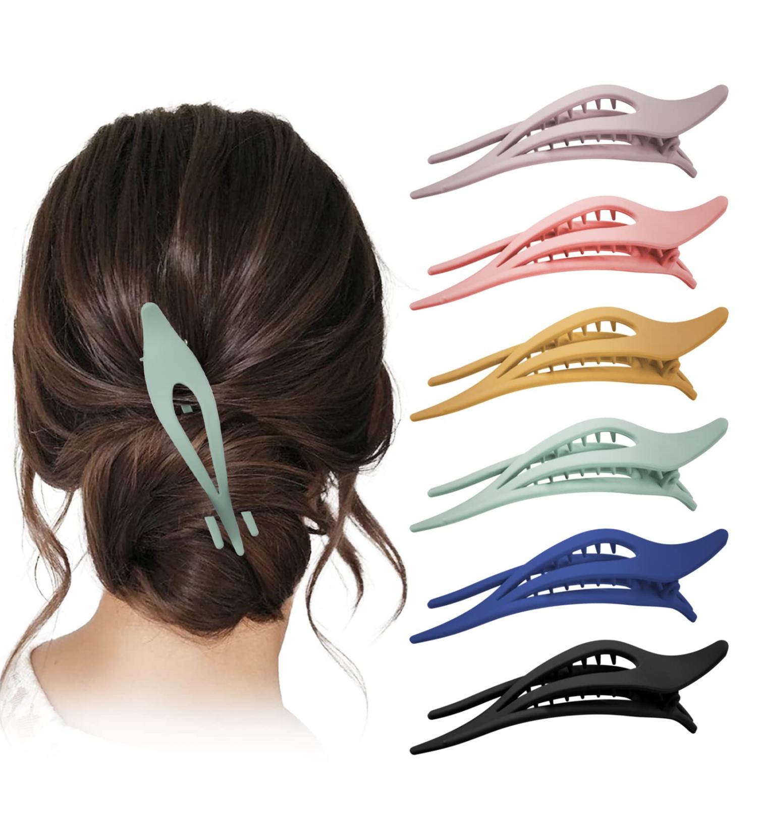 SIFLIF 4 Pack Dovetail Duckbill Hair Clips for Women - Strong Hold Jaw Clips for Thin, Thick, and Curly Hair - Multi-Color Fun Claw Clips - Buy Online on GoSupps.com