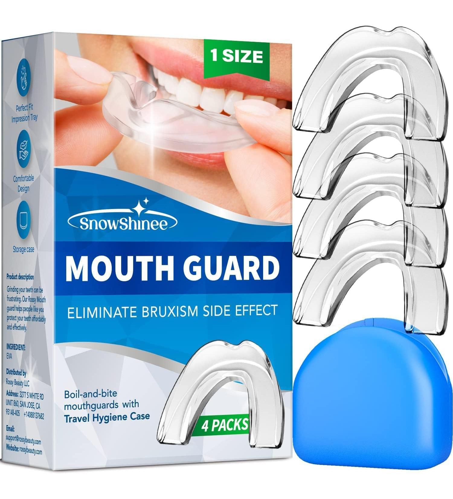 Visismile Mouth Guard for Teeth Grinding - Professional Dental Night Guard for Bruxism Relief 4 Pack with 12 Cleaning Tablets - Ideal for Nighttime Clenching 2 Sizes Available - Buy Online on GoSupps.com