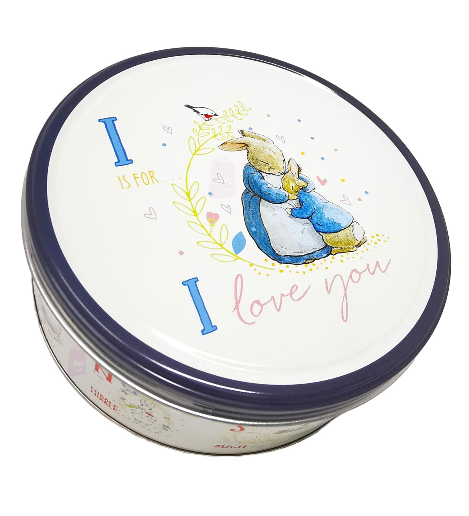 Danish Butter Cookies in Peter Rabbit Tin 150g by Jacobsens of Denmark - Small Tin 139mm diameter x 55mm height - (I Love You) - Buy Online on GoSupps.com