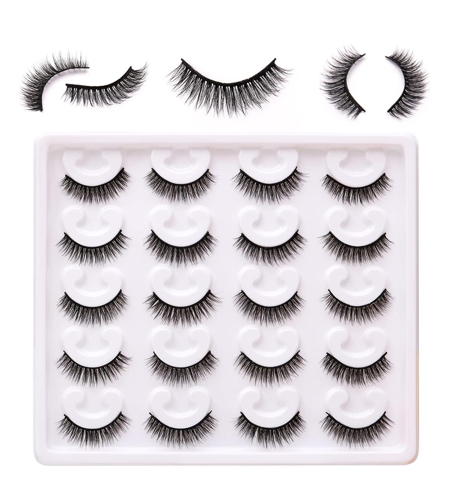 6D Thick Faux Mink False Lashes - 10 Pairs | Handmade Natural Look & Reusable Fluffy Volume | Short-Thick Style - Buy Online on GoSupps.com