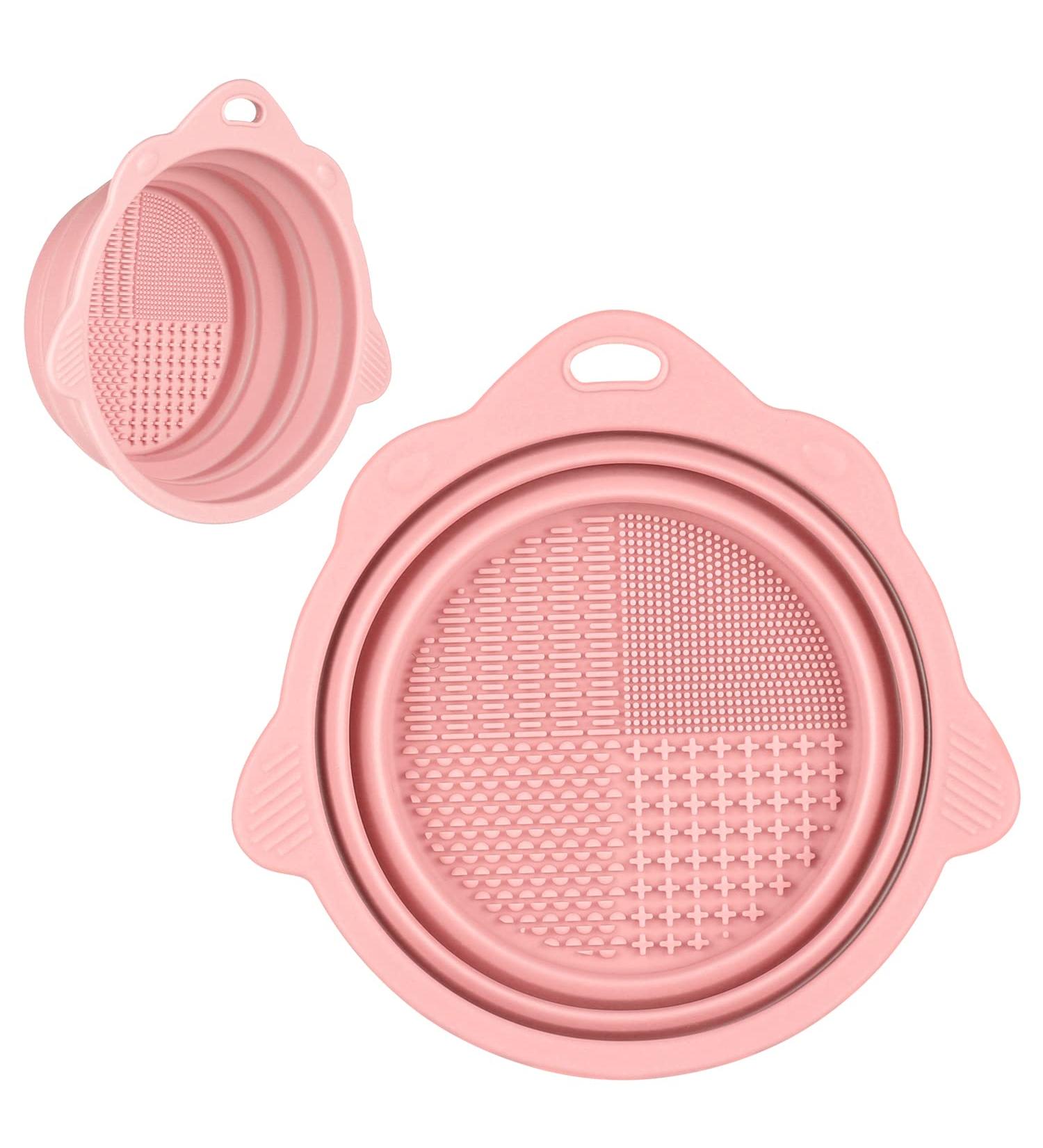 Foldable Silicone Makeup Brush Cleaner Bowl - Portable Etercycle Tool for Brushes Puffs & Sponges (Pink) | International Shipping - Buy Online on GoSupps.com