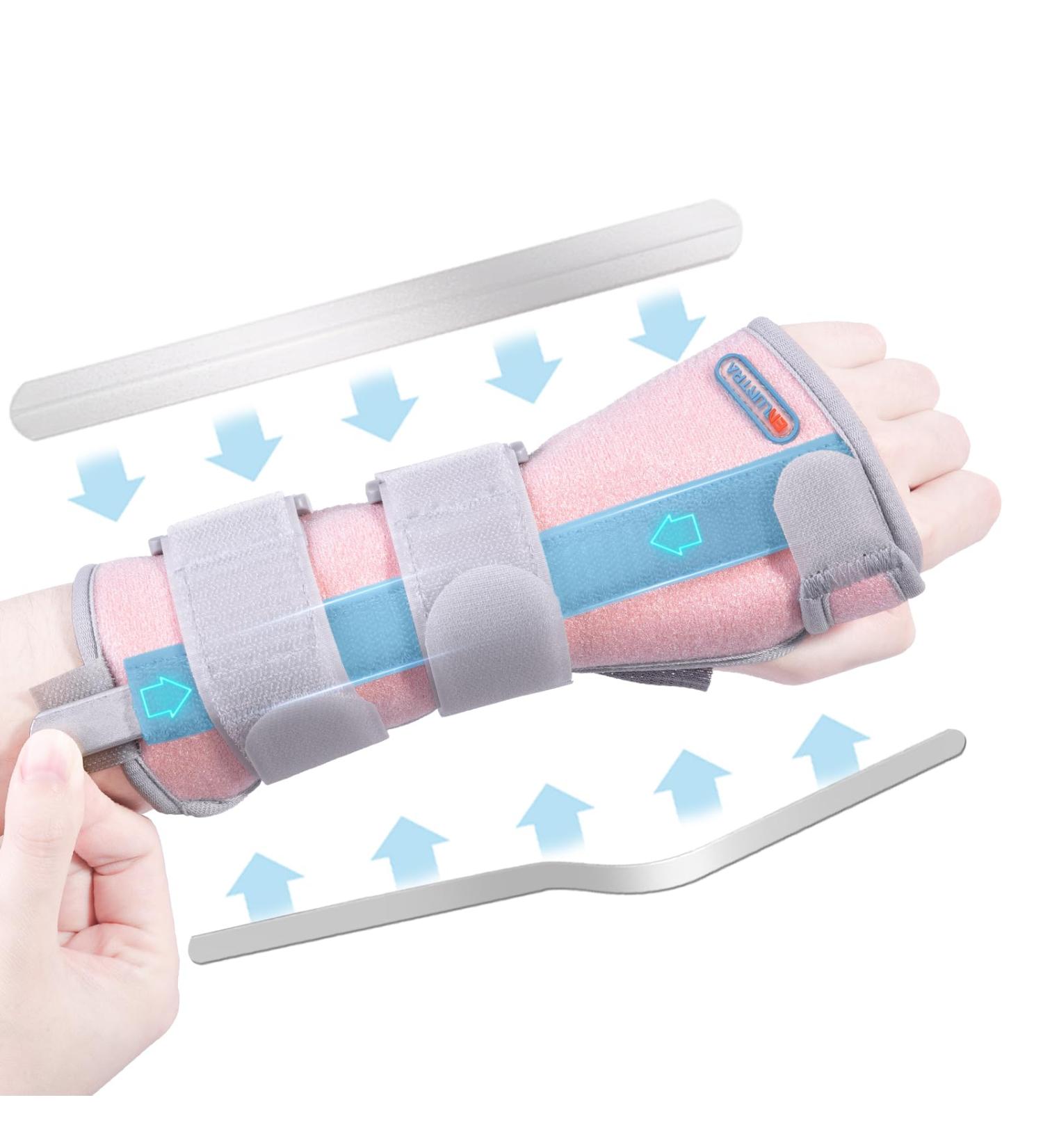 Wrist Brace for Carpal Tunnel Relief - Night Support Splint with Replaceable Inserts (Left - Pink) - Comfort & Stability - Buy Online on GoSupps.com