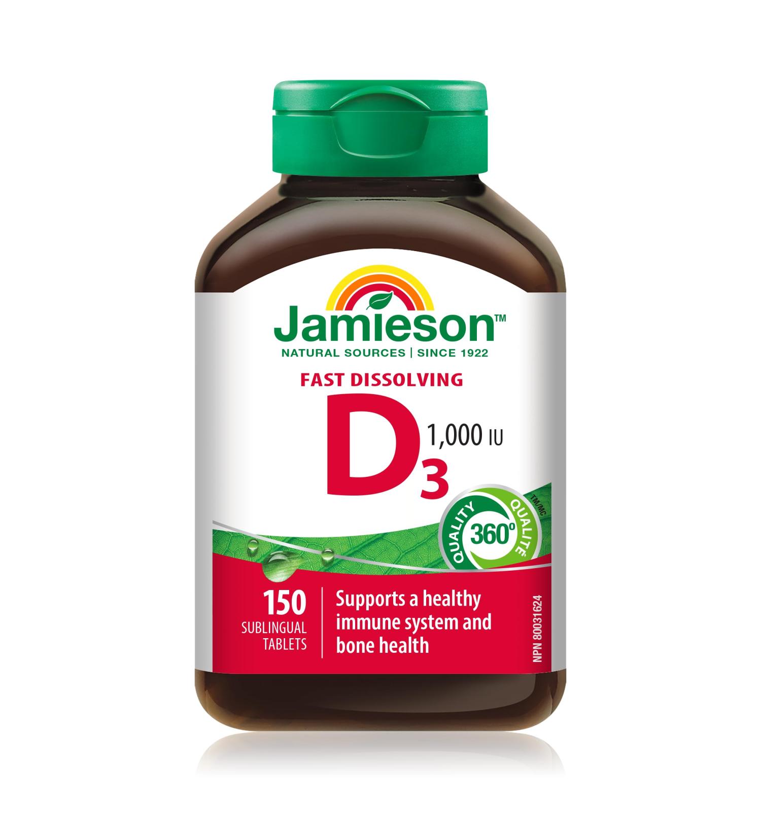 Jamieson Vitamin D3 1 000 IU 150 Sublingual Tablets - Buy Online on GoSupps.com
