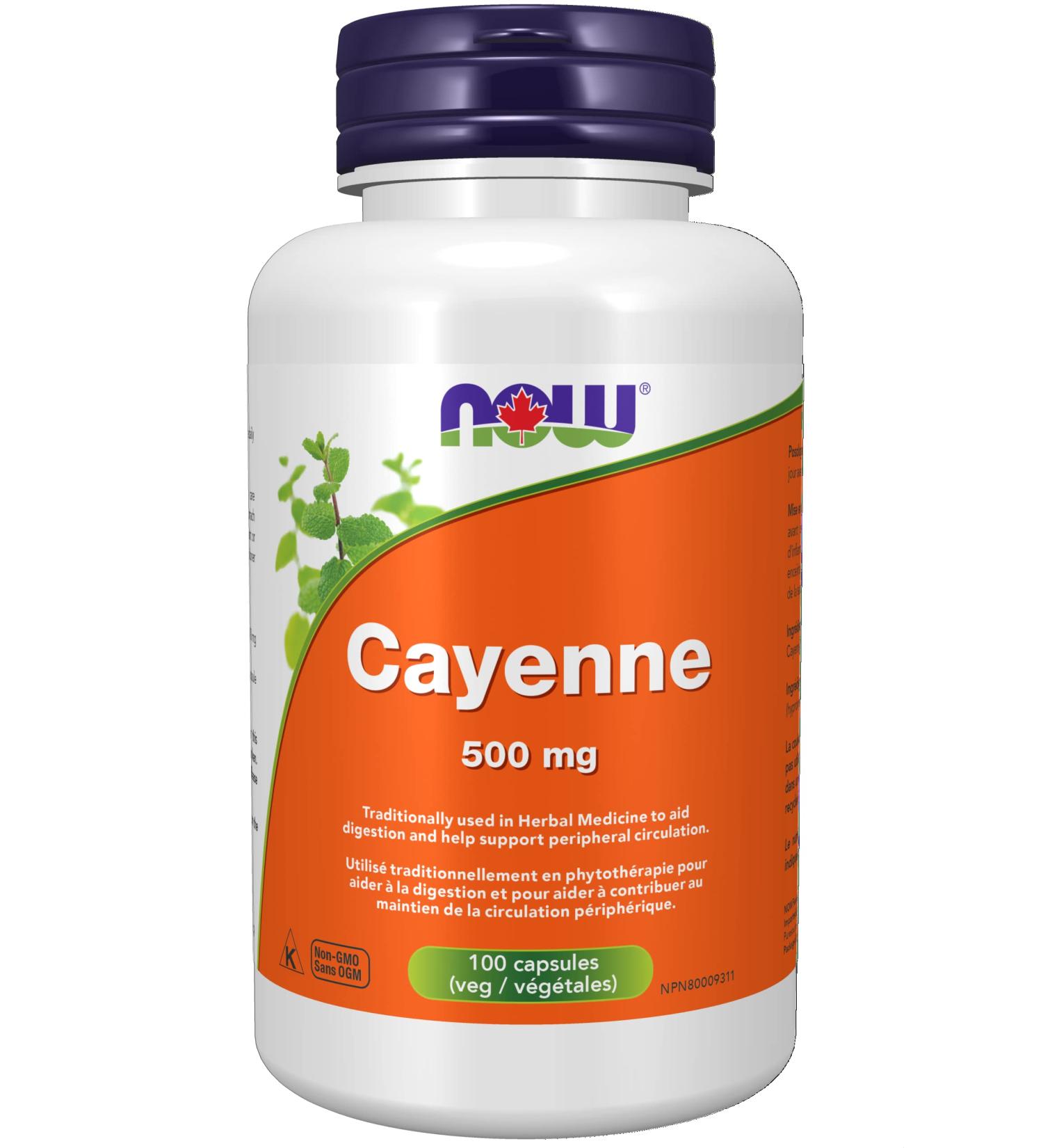 NOW Supplements Cayenne 500mg Capsules 100 Count - Buy Online on GoSupps.com