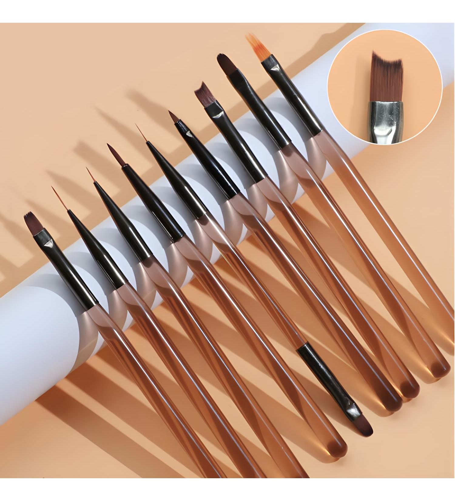9pcs Nail Art Brushes Set - Professional Painting Tools Nail Extension & Dotting Pens for DIY Manicure - Buy Online on GoSupps.com