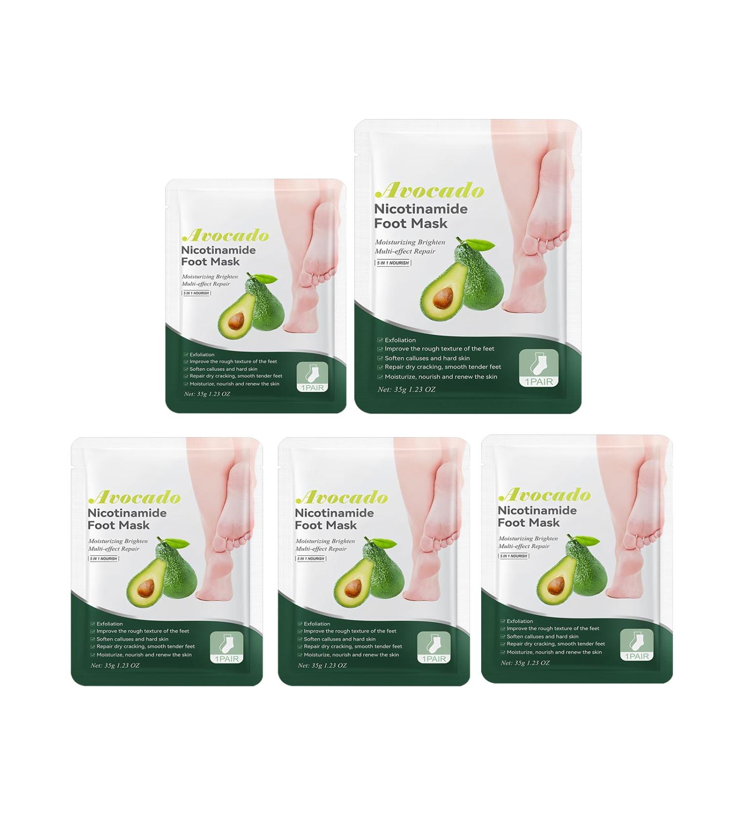5 Paires de Masques Pieds Avocat et Niacinamide Soin Hydratant Intense pour Pieds Secs et Gerc s Effet Nourrissant et R parateur Peau des Pieds Douce et Lisse - Buy Online on GoSupps.com