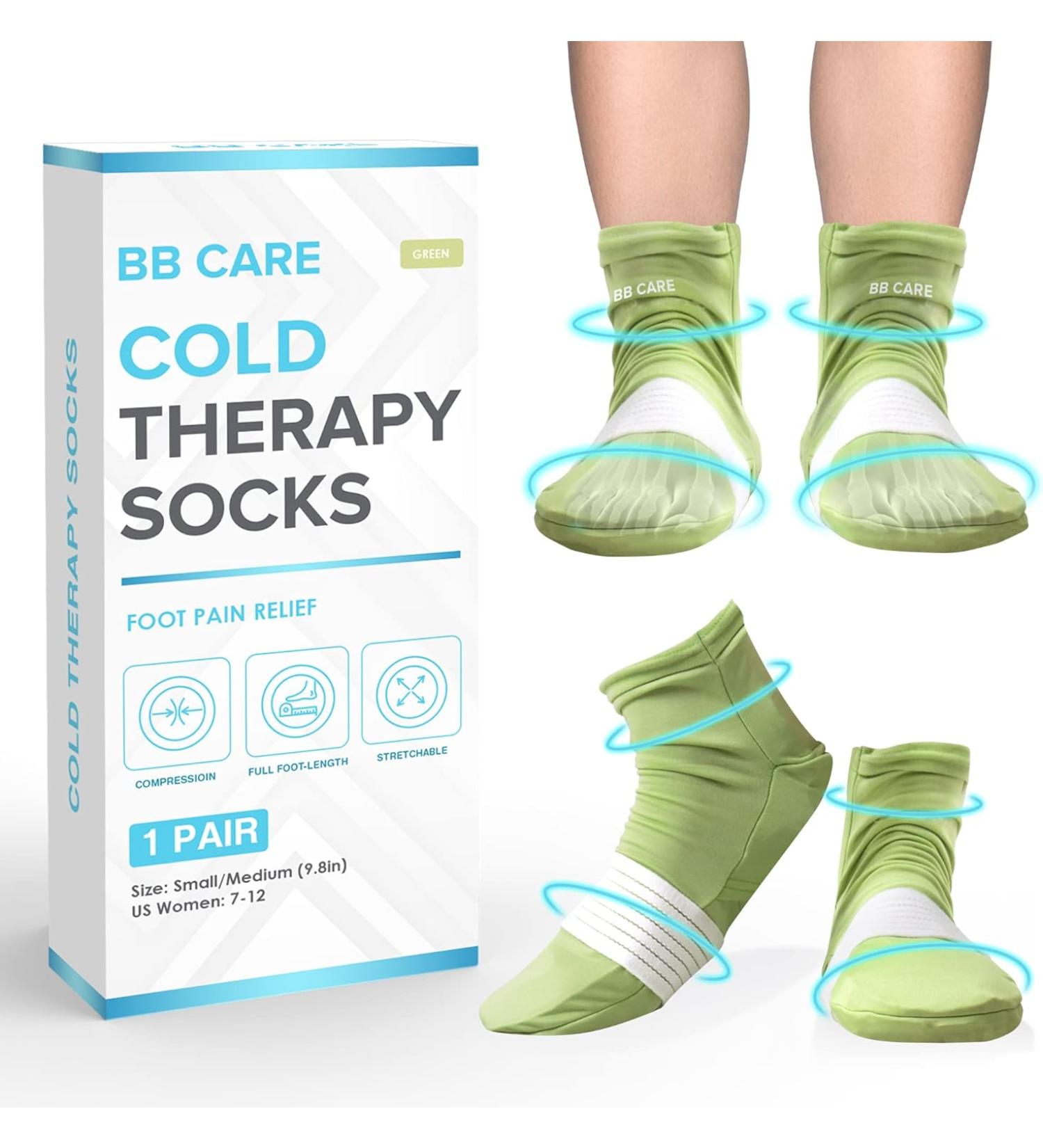 BB CARE Cold Therapy Socks - Reusable Cooling Socks for Hot Feet - Ice Socks for Plantar Fasciitis, Arthritis, Postpartum, Sprains & Swelling - Green (Medium) - Buy Online on GoSupps.com