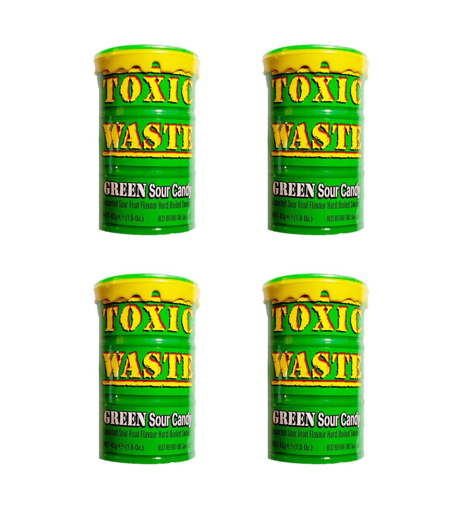 VR ANGLE Toxic Waste 4 x Green Sour Candy Drums Ultra Sour Tiktok Trend Retro Sweets Candy Perfect For Halloween Trick or Treat Birthday - Each Drum 42g - Sold By VR Angel - Buy Online on GoSupps.com