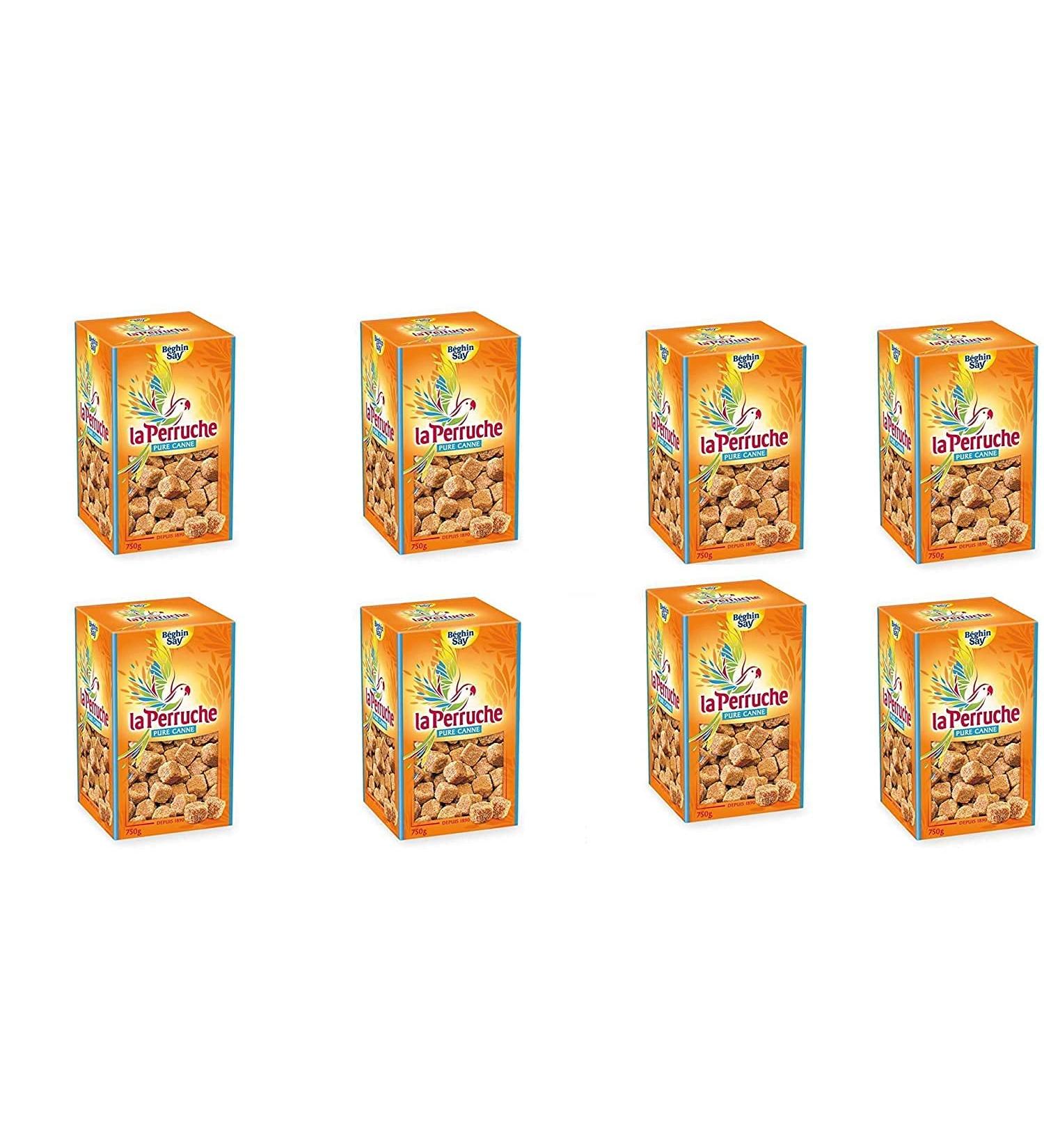 La Perruche Brown Natural Cube Cane Sugar 8 x 750 grams 750 g (pack of 8)