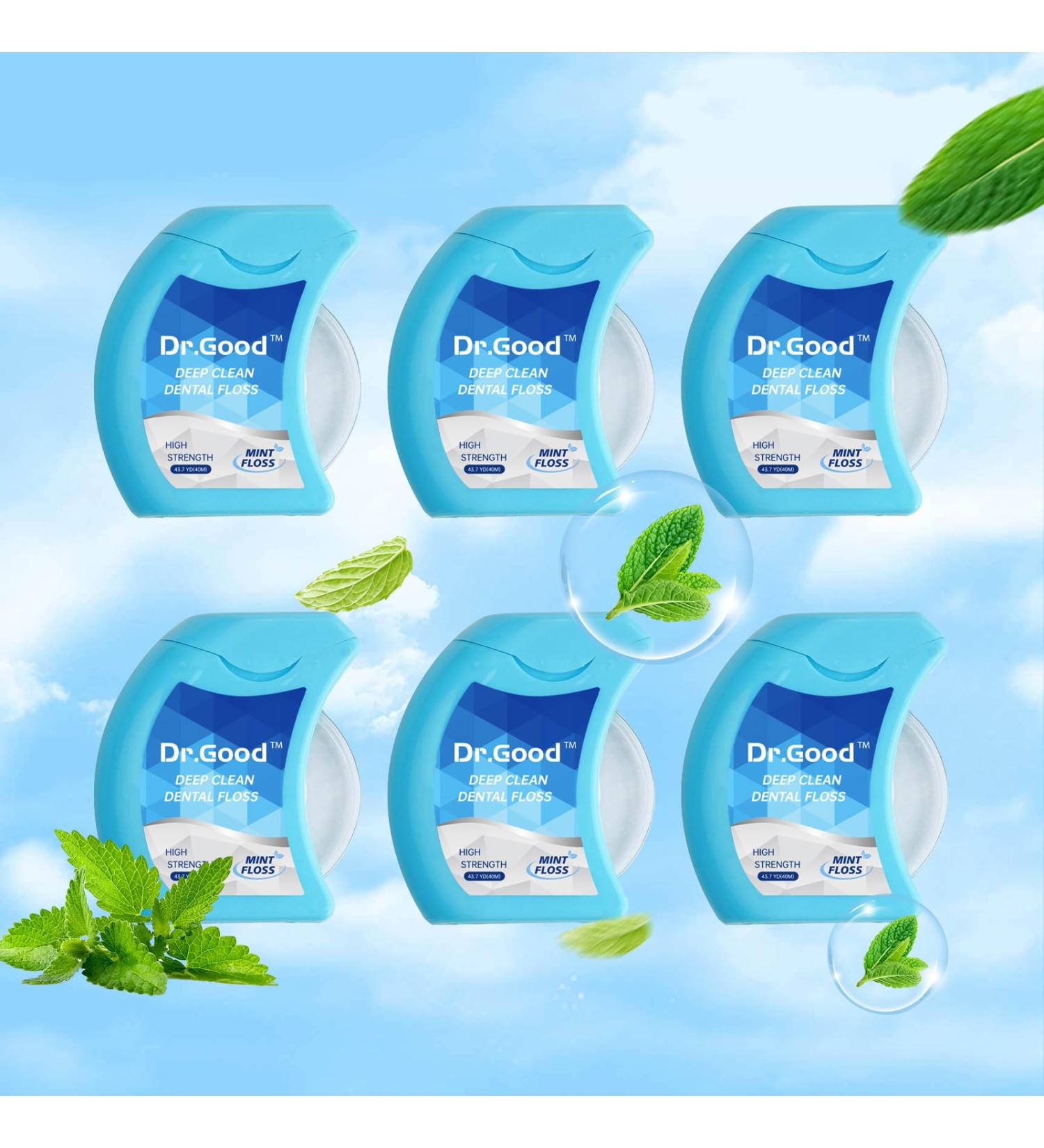 Dr.Good Glide Dental Floss - Deep Clean Mint Pack of 6 240M - PTFE & PFAS Free Shred-Resistant Portable Flossers for Adults - Buy Online on GoSupps.com