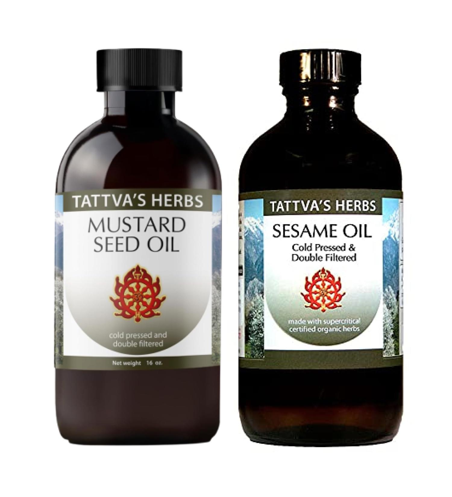 BUNDLE - 2 Pack - (1) Mustard Seed Oil 16 oz.- Plus (1) Sesame Oil 16 oz. - Buy Online on GoSupps.com