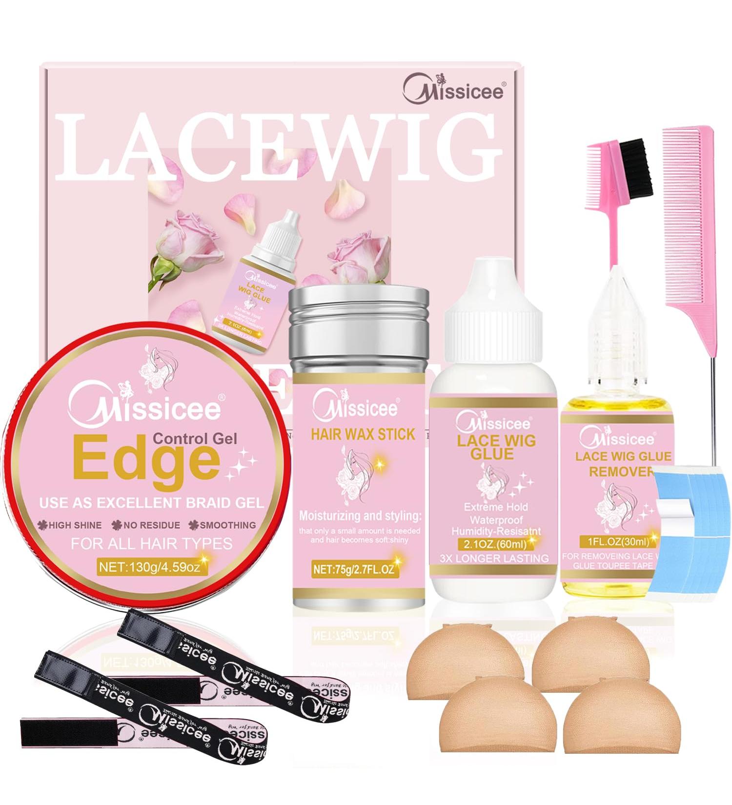 Missicee 60ml Lace Wig Glue Kit - Strong Hold, Waterproof Adhesive for Lace Front Wigs + Glue Remover & Hair Styling Tools - Buy Online on GoSupps.com