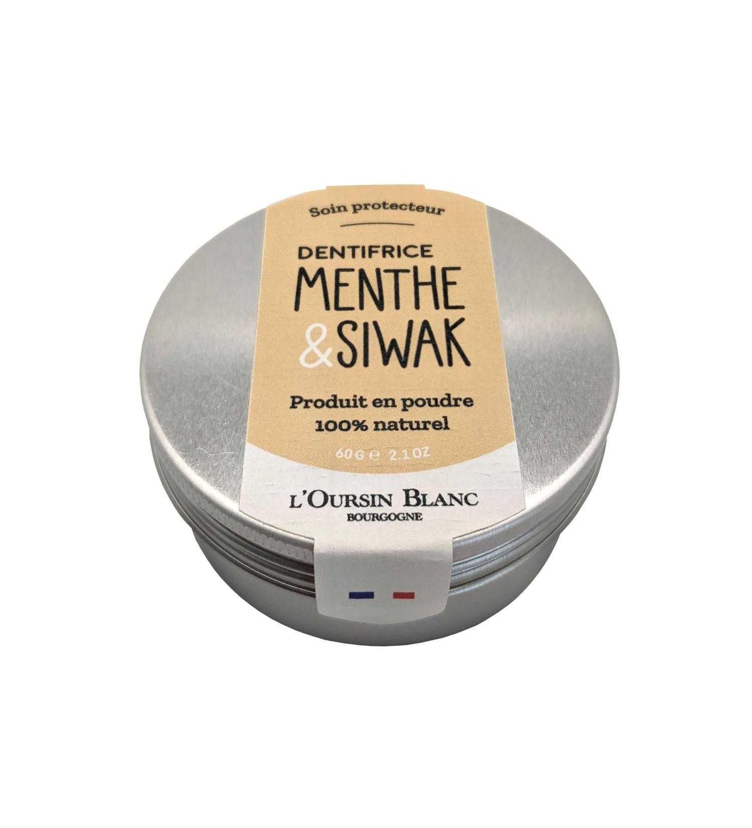 Mint & Siwak Powder Toothpaste - 60g - Ayurvedic - Natural Protective and Whitening Care - L'Oursin Blanc - Buy Online on GoSupps.com