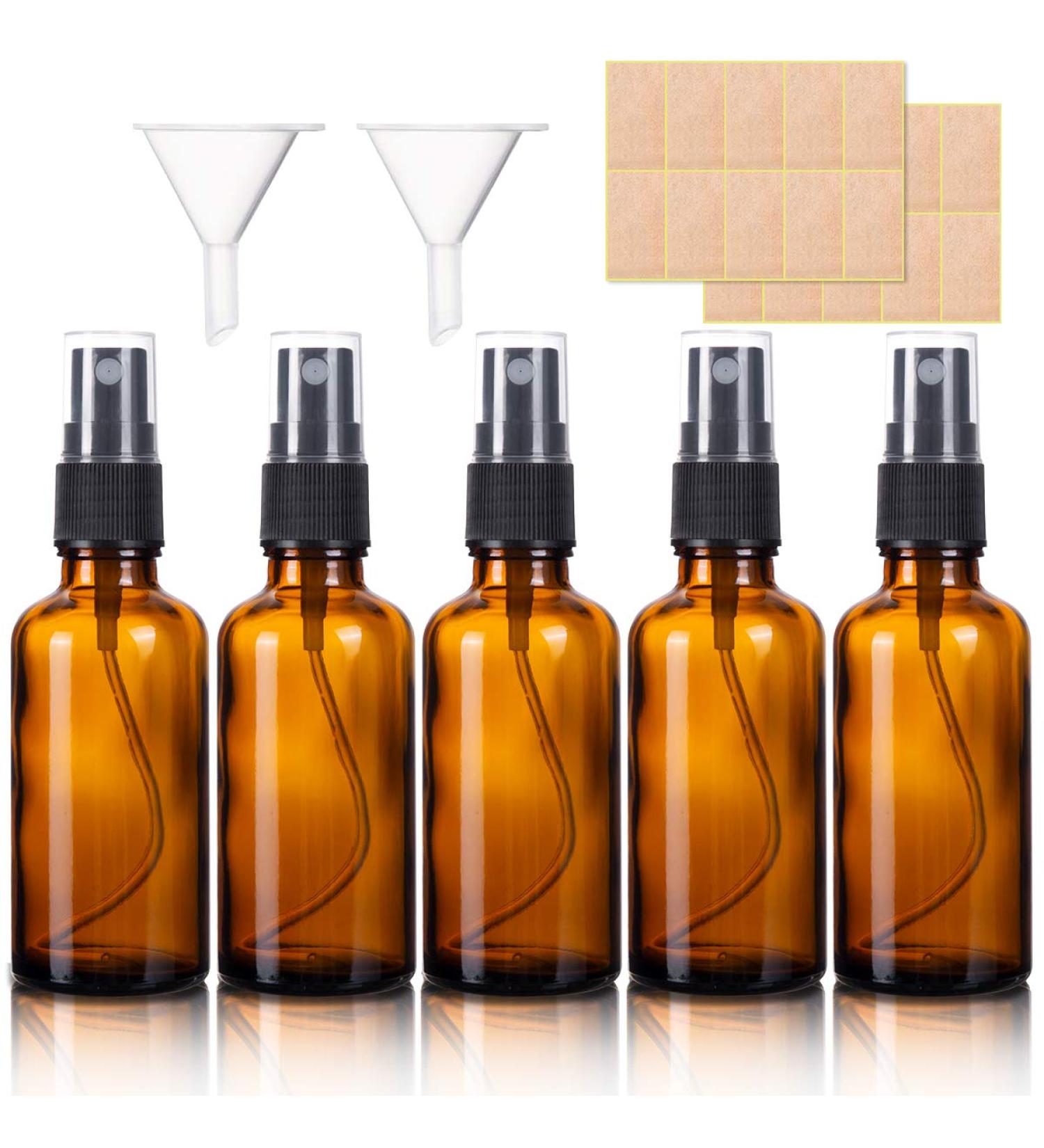 5 Pack Amber Glass Spray Bottles 50ML Empty Fine Mist Spray Bottle for Cleaning Perfume Cosmetic Sprays Black Nozzle - Buy Online on GoSupps.com