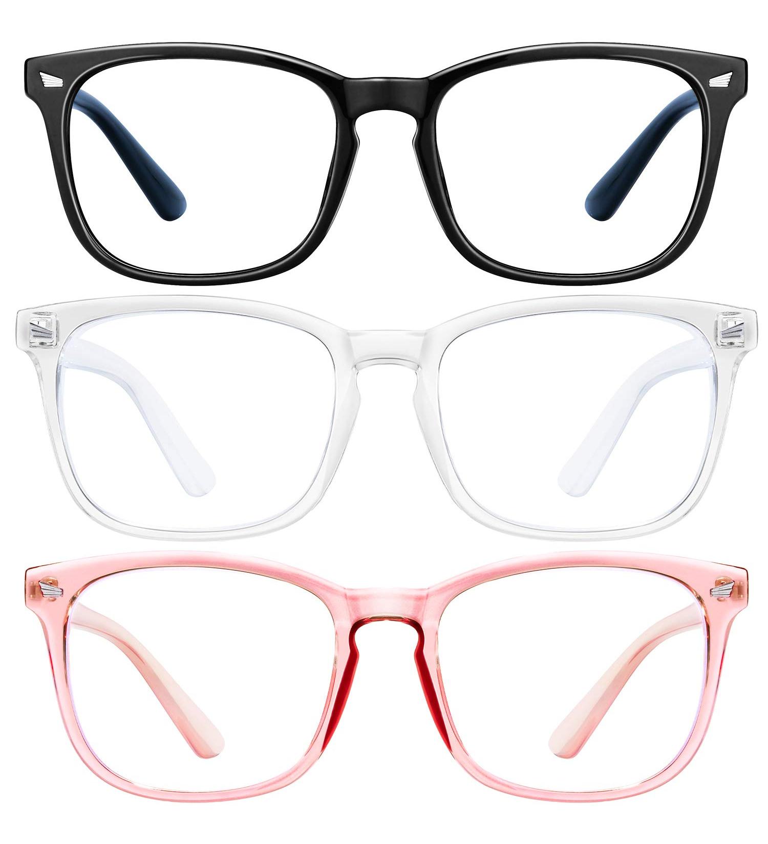 Buy Hunsquer Blue Light Glasses 8068 - 3-Pack for Men & Women | Black Toumin Pink | Anti-Glare Computer Glasses | International Shipping - Buy Online on GoSupps.com