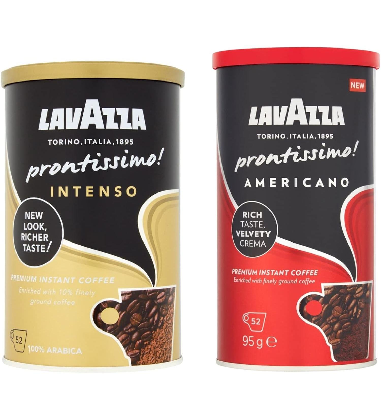 Lavazza Prontissimo Instant Coffee - Americano & Intenso 95g (1 tin each) - 2 Tins In Total - Buy Online on GoSupps.com