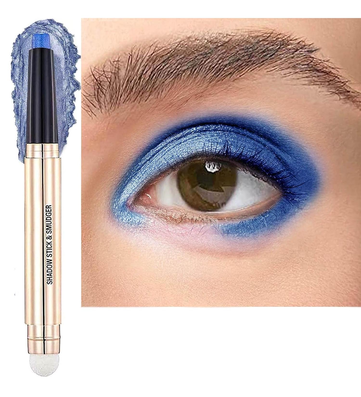 Midnight Blue Eyeshadow Stick & Makeup Brush | Long-Lasting Waterproof Cream Shimmer Pencil | Hypoallergenic Multi-Dimensional Eye Highlighter - Buy Online on GoSupps.com