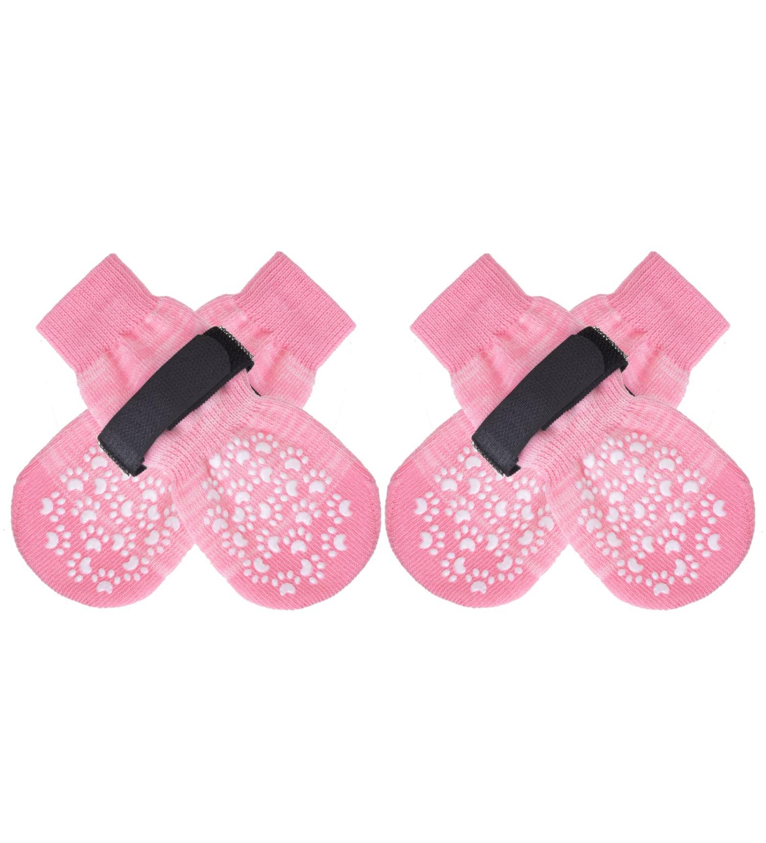 Expawlorian Non-Slip Dog Socks - Soft & Breathable Paw Protection for All Dogs | Adjustable Straps & Traction Control | Pink XS (4 Count) - Buy Online on GoSupps.com