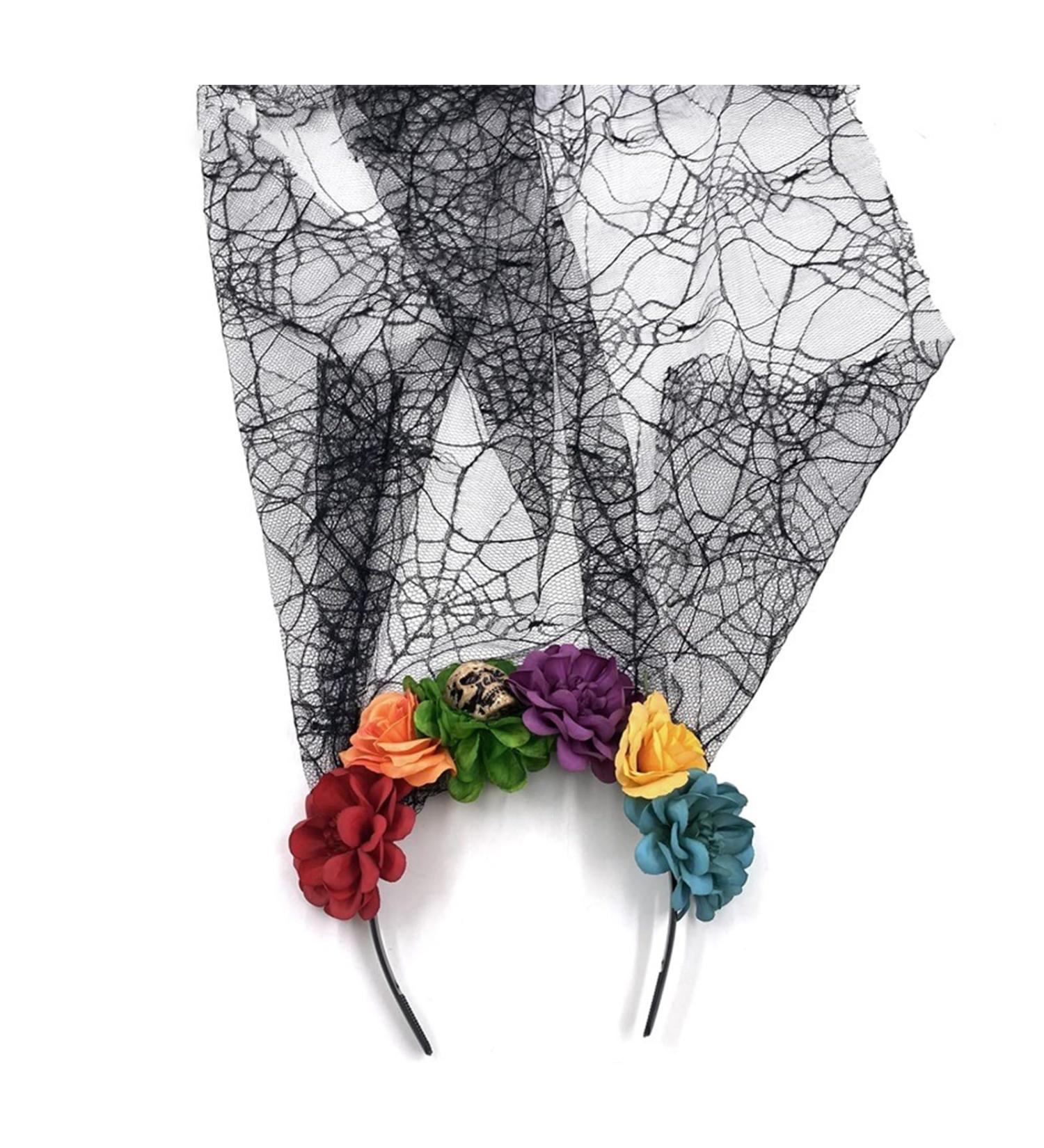 amangul Halloween Long Veil Headband Day of The Dead Lace Flower Veil Hairband Cosplay Costume Headpiece for Women Hair Decors(Fg1404) - Buy Online on GoSupps.com