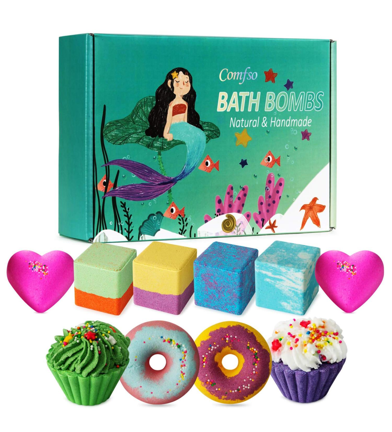 Kids Bath Bomb Gift Set - Natural Shea Butter Spa Fizzies for Her, Mom, Girls - Birthday Christmas Valentines Mothers Day Gift - Color 1 - Buy Online on GoSupps.com