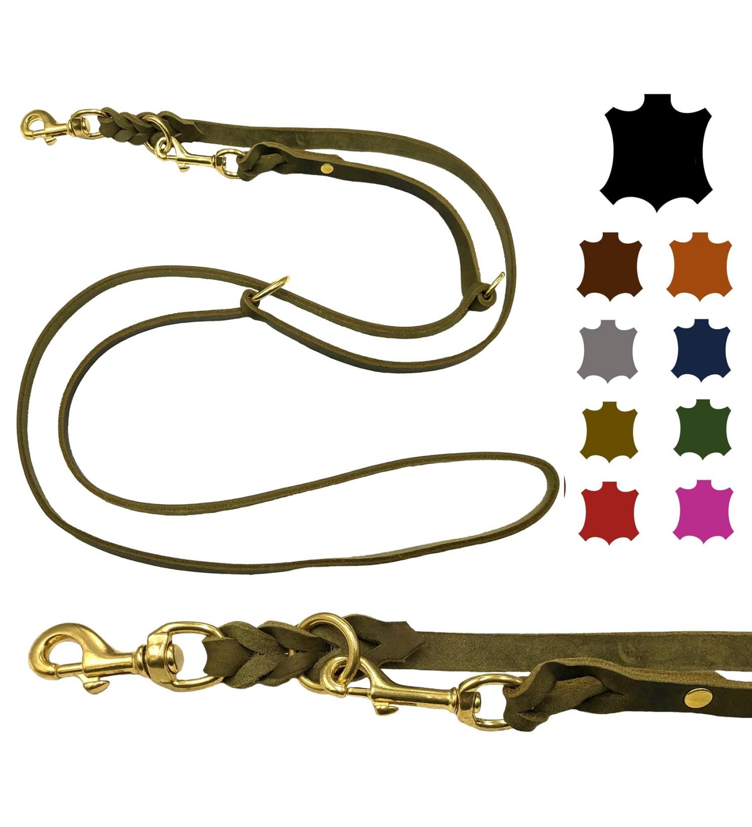 Buy Adjustable Olive Green Dog Leash - 2.80m x 8mm for Small & Large Dogs | Durable Double Linen Design - Buy Online on GoSupps.com