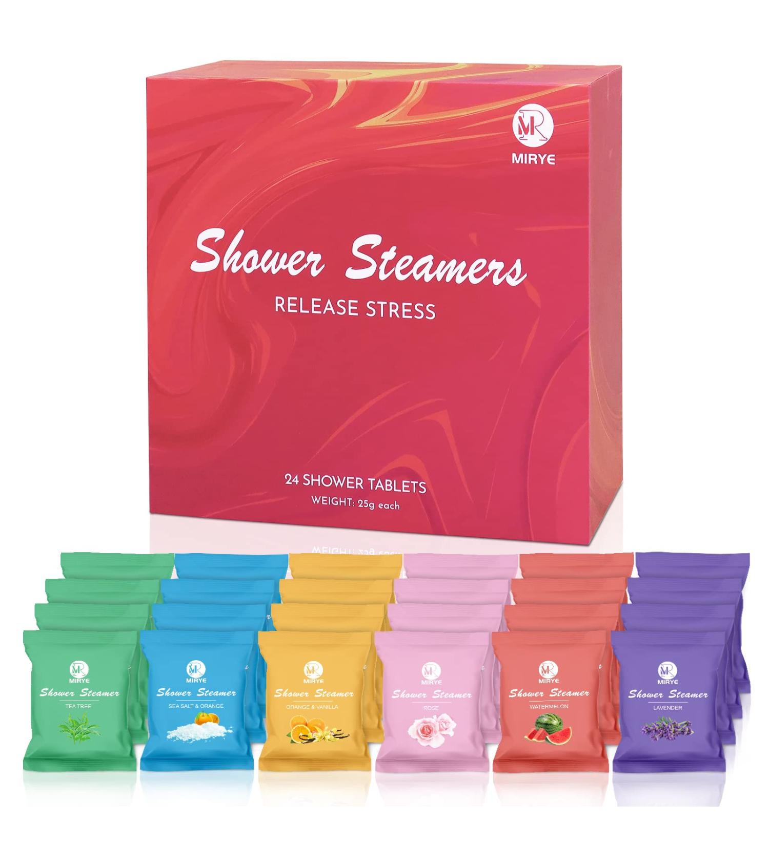 MR MIRYE 24-Pack Organic Shower Steamers Aromatherapy - Rose, Watermelon, Tea Tree, Orange, Vanilla, Sea Salt Lavender - Mothers Day Gifts for Her - Buy Online on GoSupps.com