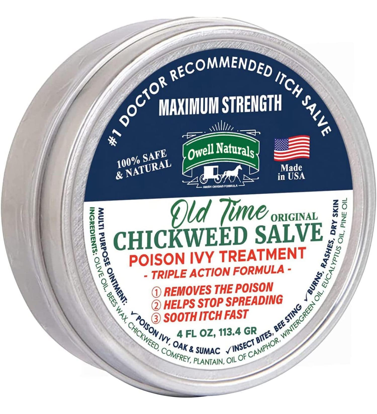 Owell Naturals Old Time Chickweed Salve 4 oz - Healing Salve for Poison Ivy/Oak, Burns, Cuts, Dry Skin - Buy Online on GoSupps.com