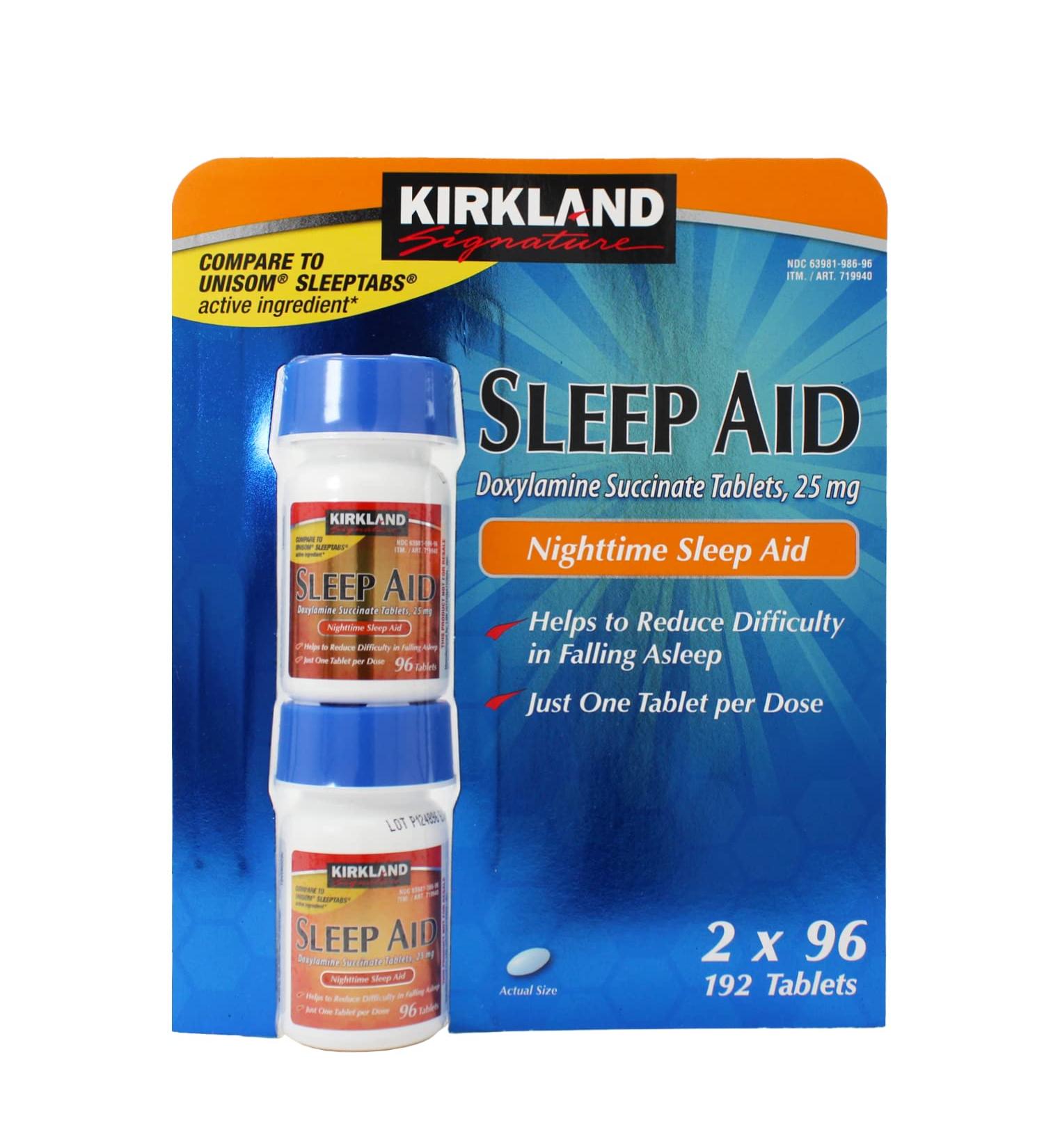 Kirkland Signature Sleep Aid Doxylamine Succinate 25 Mg 192-Count (Pack of 3)