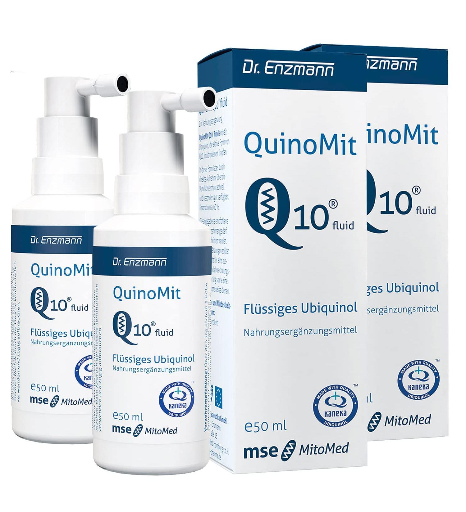 Buy QuinoMit Ubiquinol Liquid Double Pack (2 x 50ml) - Vegan High Dose Kaneka Coenzyme Q10 Drops | Dr Enzmann - Fast International Shipping - Buy Online on GoSupps.com