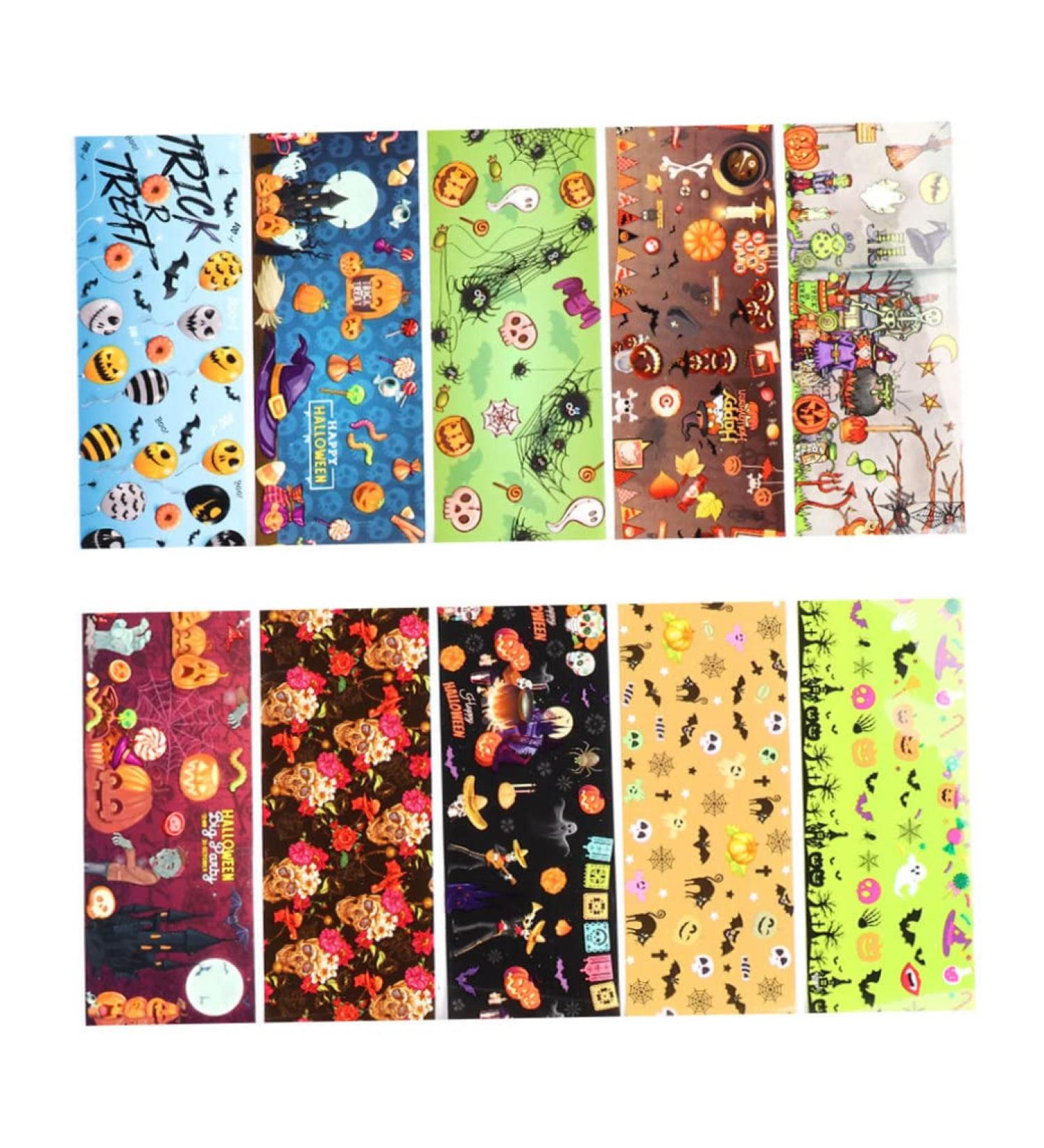 10 Sheets Halloween Nail Foil Transfers Stickers Pumpkin Spider Skull Ghost Witch Nail Decals Festival Party Supplies Decoration Manicure Tips Wraps. - Buy Online on GoSupps.com