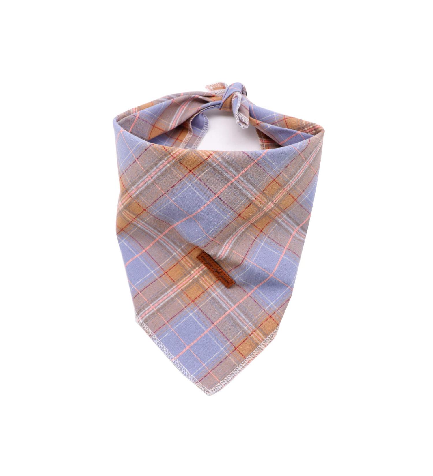 Unique Style Paws Washable Cotton Dog Towel | Adjustable Blue Plaid Latz for Small & Medium Dogs & Cats - Buy Online on GoSupps.com