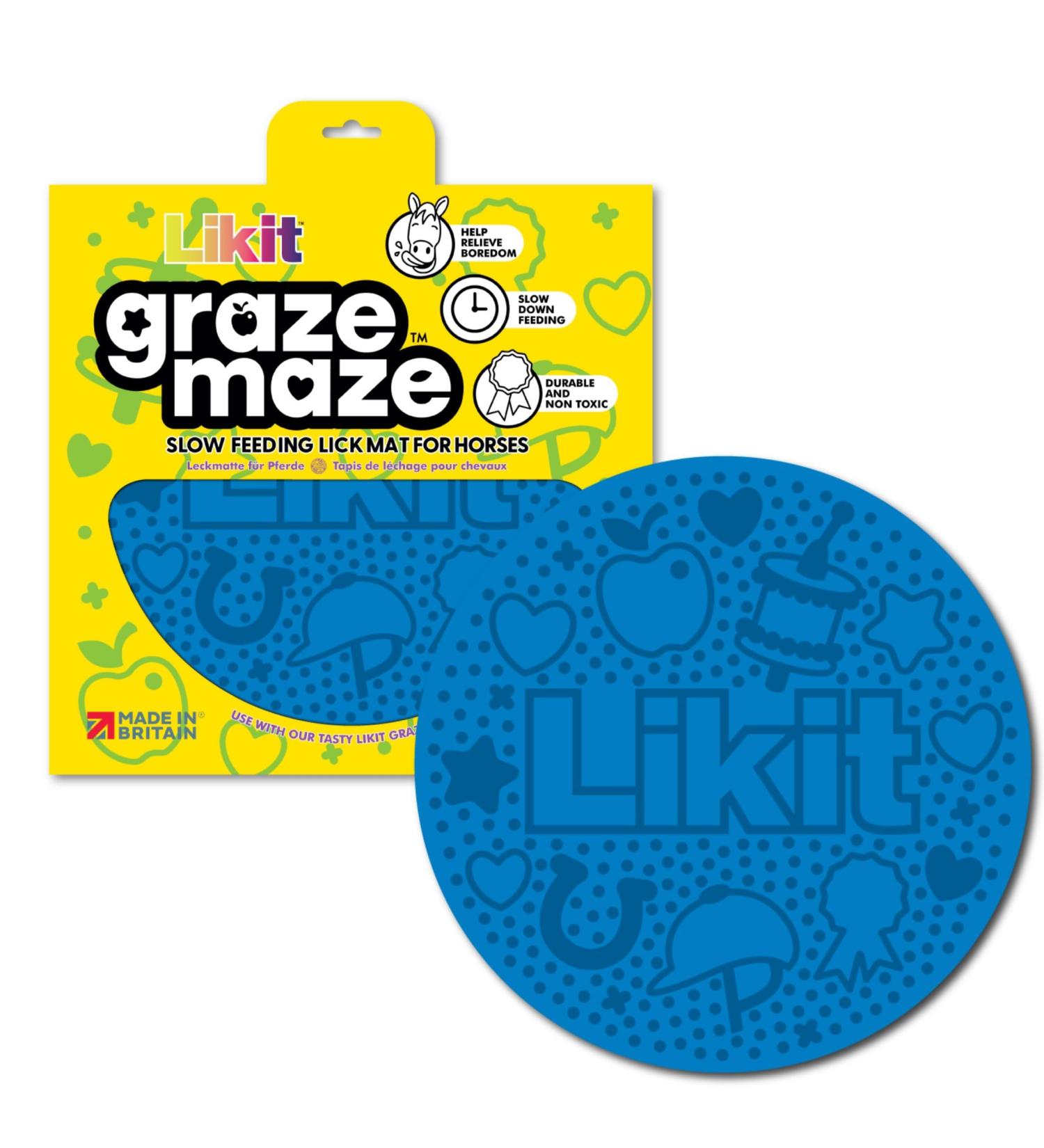 Likit Graze Maze Horse Lick Mat | Use with tasty Likit Graze Paste | Help Relieve Boredom & Slow Feeding (Blue) - Buy Online on GoSupps.com