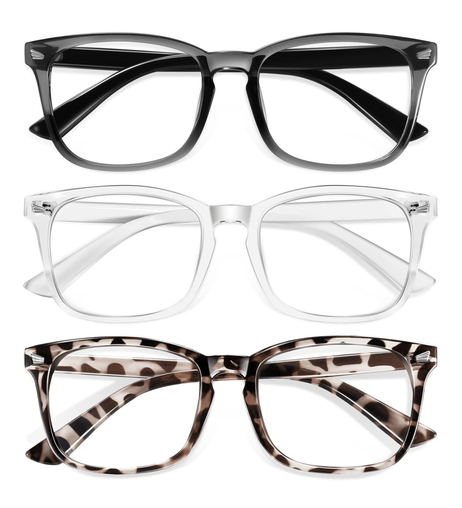 Kids 3 Pack Blue Light Blocking Glasses - Anti Glare Eyestrain Protection for Boys and Girls - Age 3-10 - Grey Black, Transparent, Leopard - Teen Fashion Eyewear for Computer Gaming - Buy Online on GoSupps.com