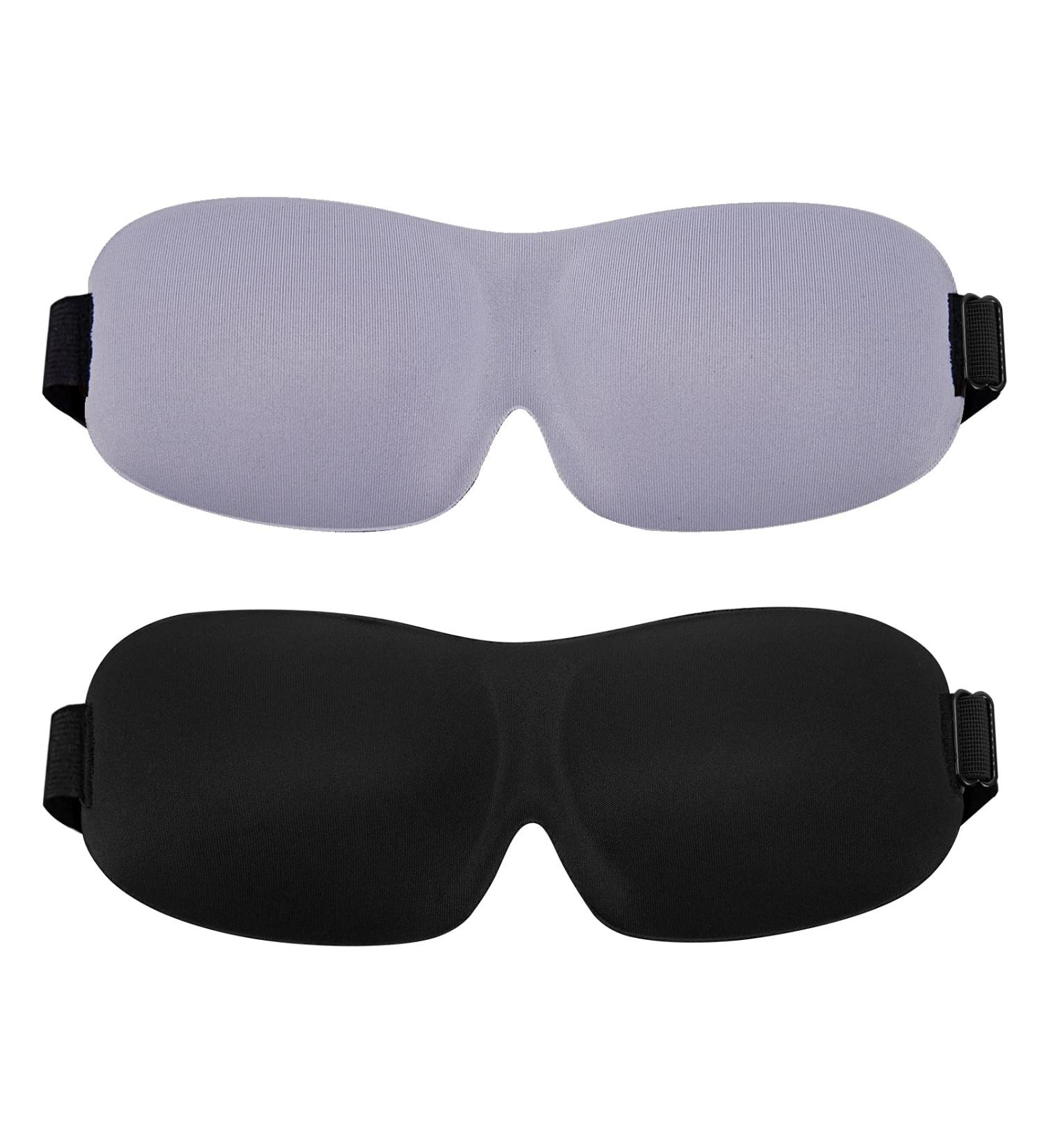 Relax Melodies Blackout Eye Mask 2 Pack - Adjustable 3D Contoured Cotton Sleeping Mask for Men and Women - Ideal for Travel - Purple & Black - Buy Online on GoSupps.com