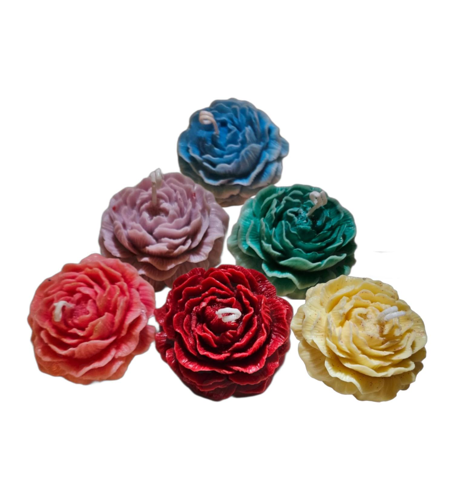 Set of 6 Beautiful Peony Flower-Shaped Scented Candles | Perfect for Special Occasions | International Shipping Available - Buy Online on GoSupps.com